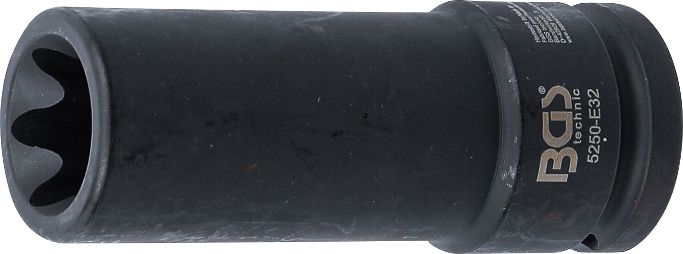 Kraft-Steckschlüssel-Einsatz E-Profil, tief | Antrieb Innenvierkant 20 mm (3/4") | SW E32