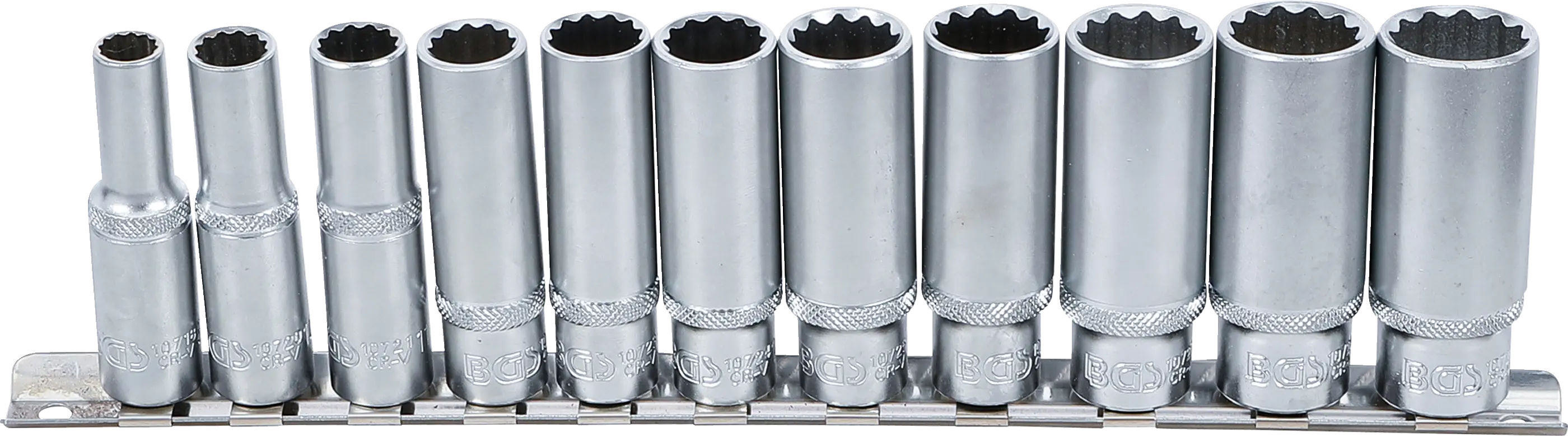 Jeu de douilles, douze pans, longues | 10 mm (3/8") | 8 - 19 mm | 11 pièces
