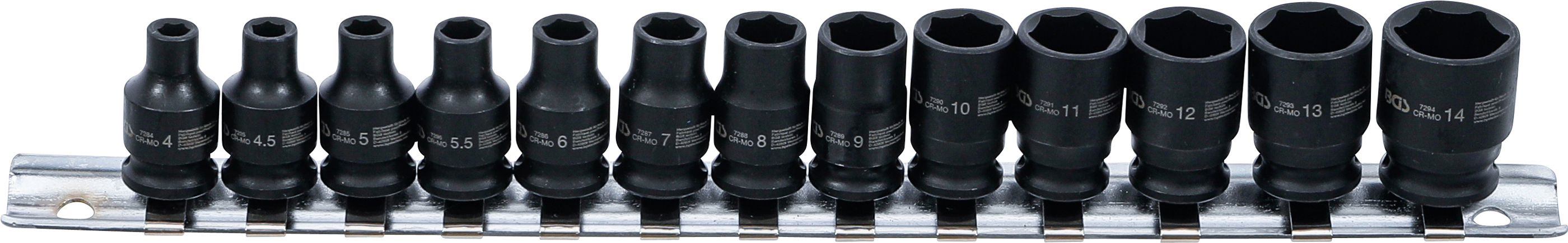 Kraft-Steckschlüssel-Einsatz-Satz Sechskant | Antrieb Innenvierkant 6,3 mm (1/4") | SW 4 - 14 mm | 13-tlg.