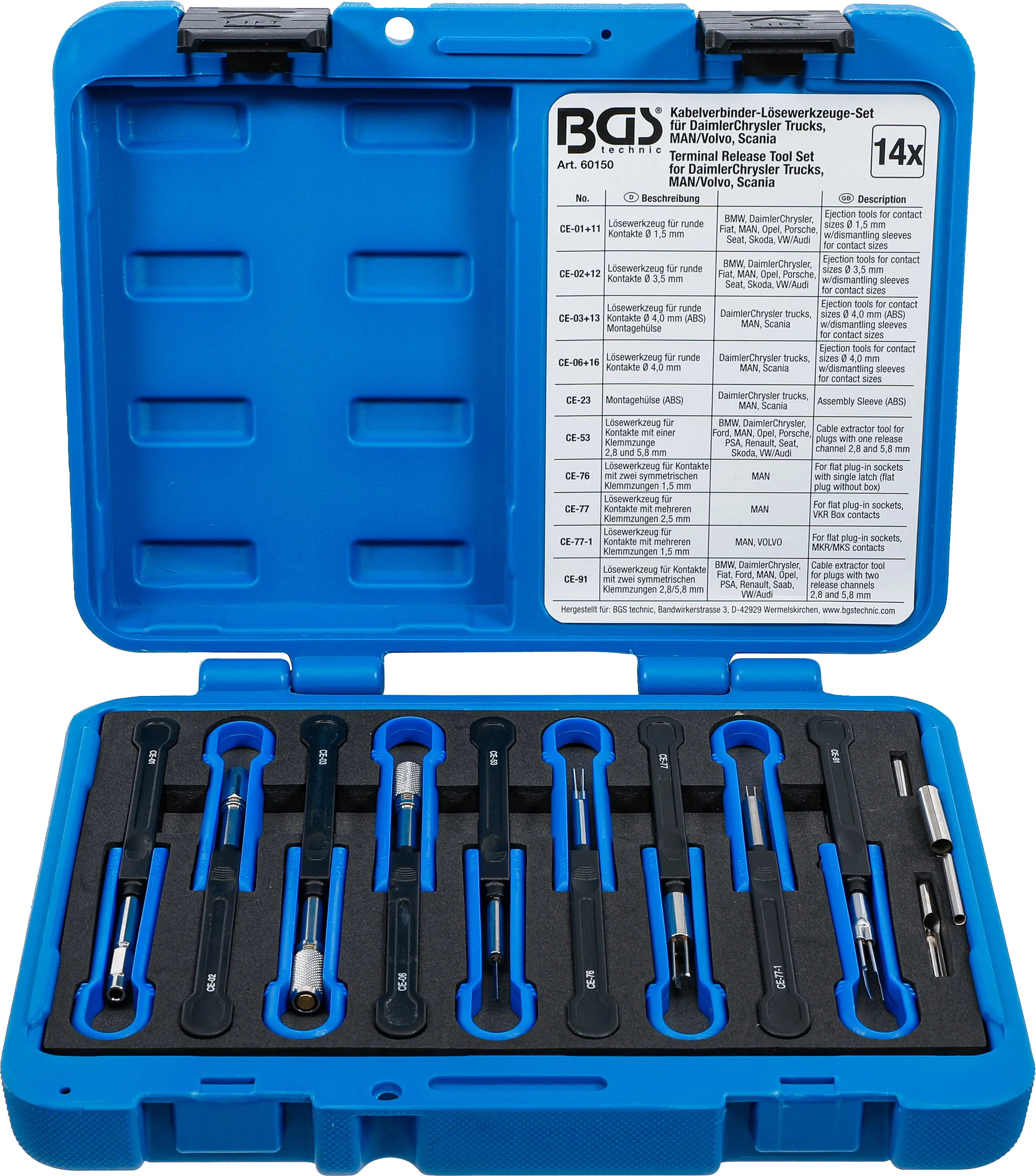Jeu d’outils pour connexions de câbles | pour MAN, Volvo | 14 pièces