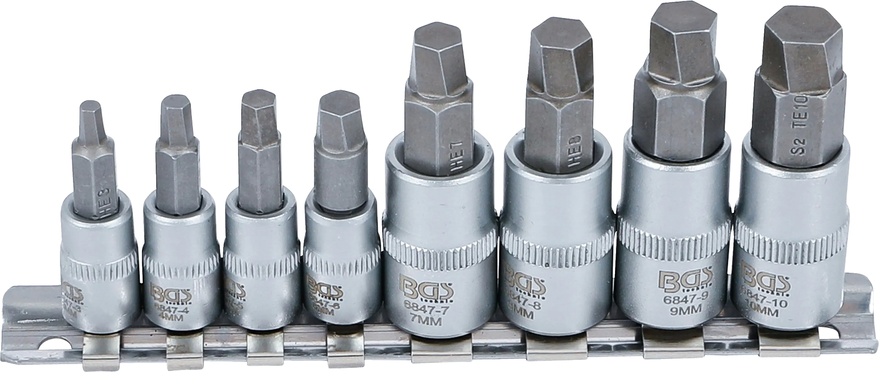 Jeu d'extracteurs de vis | 6,3 mm (1/4") / 10 mm (3/8") | pour six pans creux 3 -10 mm | 8 pièces