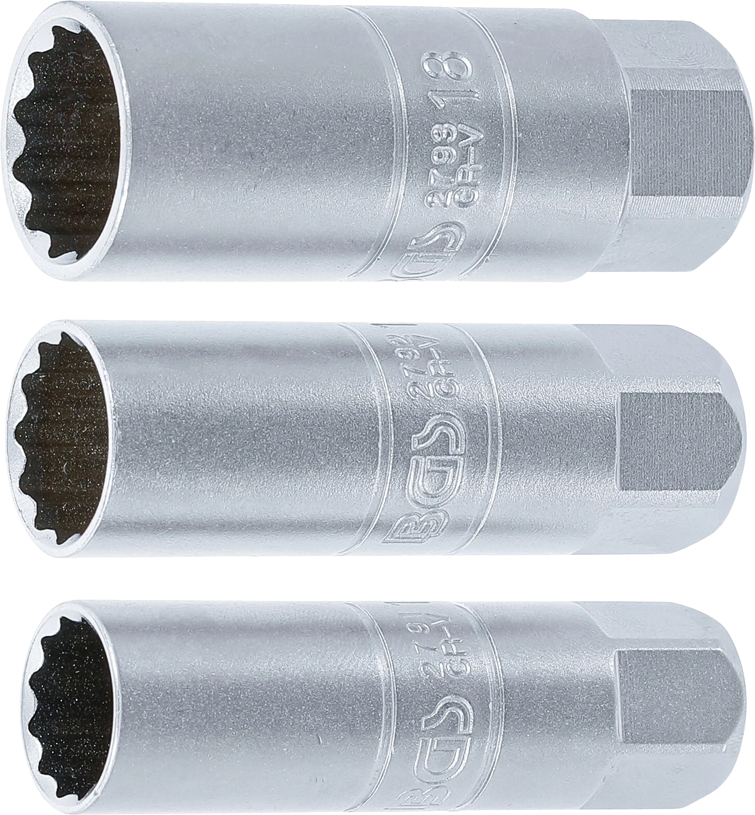 Jeu de douilles pour bougies d’ignition, douze pans | transmission par carré femelle 10 mm (3/8") | 14 - 16 - 18 mm | 3 pièces