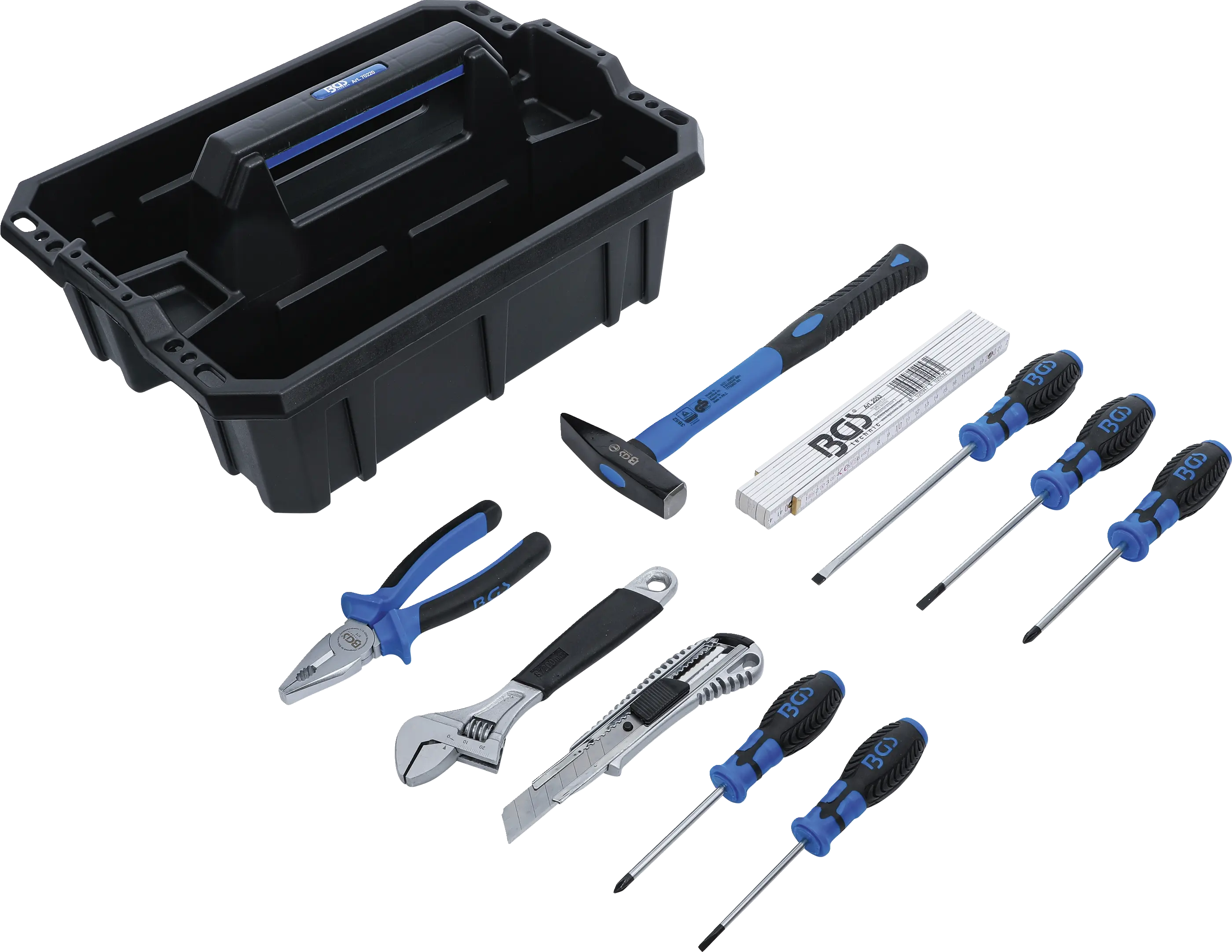 Caisse porte-outils | matière plastique | avec assortiment d’outils | 11 pièces