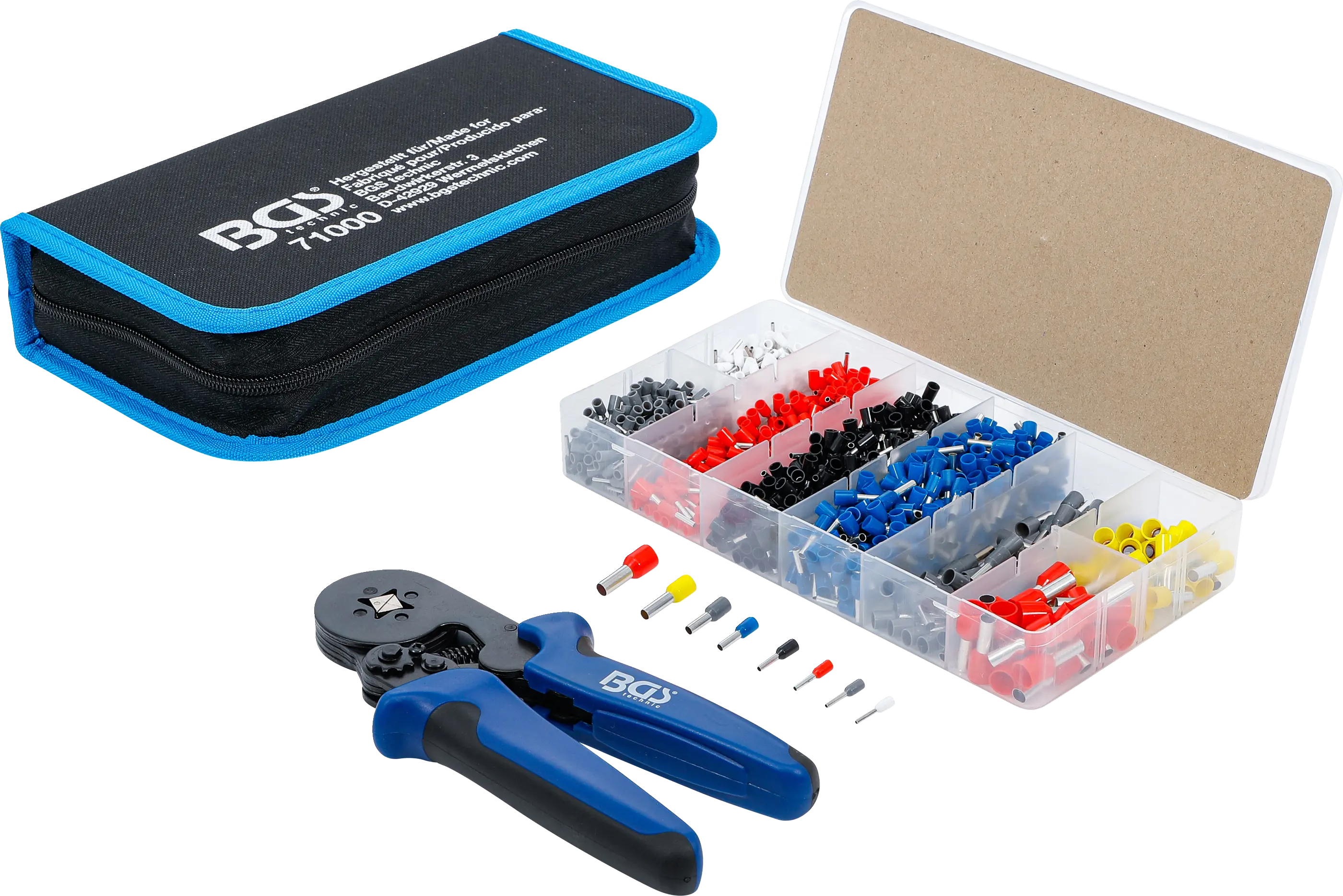 Pince à sertir pour cosses de conducteurs de 0,25 à 10 mm² | avec assortiment de cosses de conducteurs de 0,5 - 10 mm²
