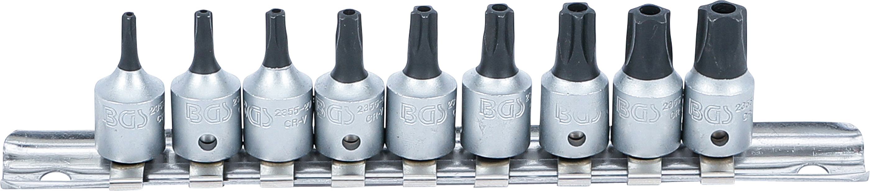 Bit-Einsatz-Satz | Antrieb Innenvierkant 6,3 mm (1/4") | TS-Profil (für Torx Plus) mit Bohrung TS10 - TS50 | 9-tlg.