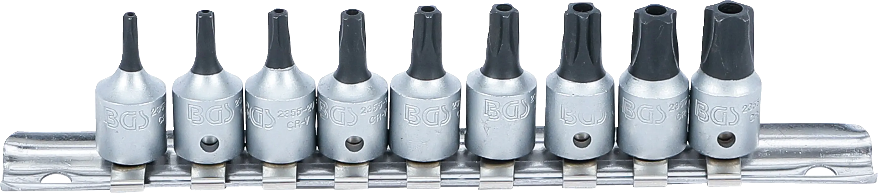 Jeu de douilles à embouts | 6,3 mm (1/4") | Profil T (pour Torx Plus) TS10 - TS50 | 9 pièces
