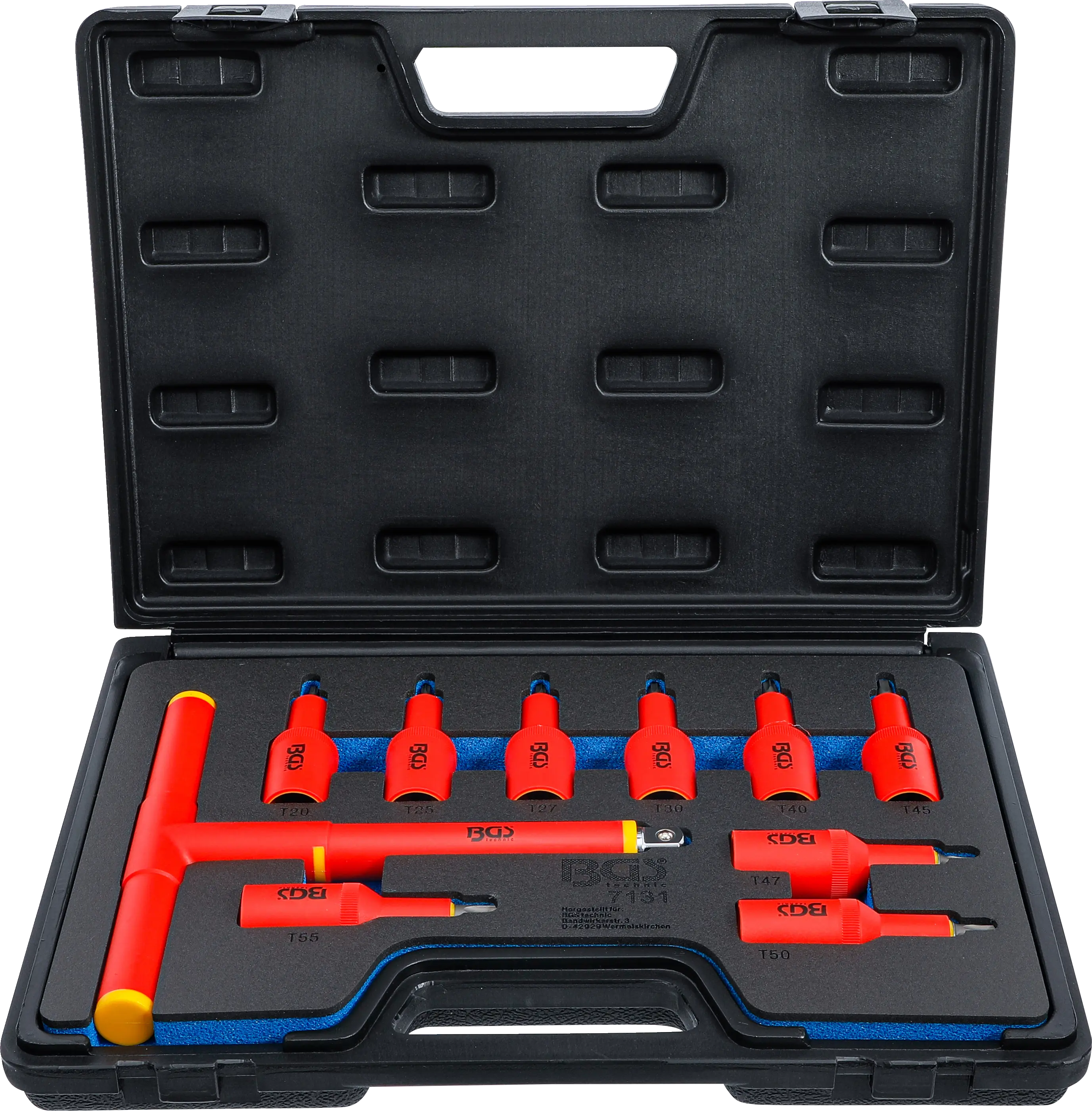 Jeu de douilles à embouts VDE | Empreinte carré femelle 12,5 mm (1/2") | Profil T (pour Torx) T20 - T55 | 10 pièces