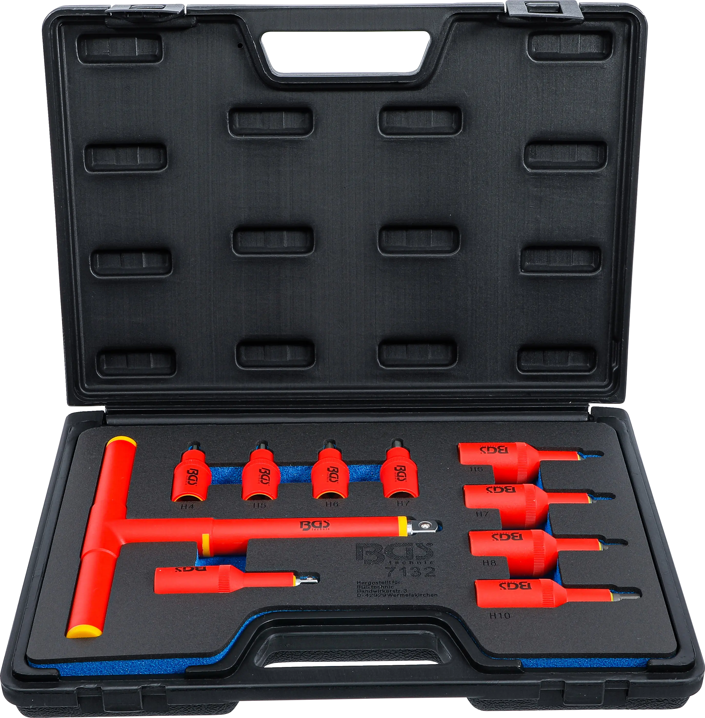 Jeu de douilles à embouts VDE | Empreinte carré femelle 10 mm (3/8") / 12,5 mm (1/2") | Six pans femelle 4 - 10 mm | 10 pièces