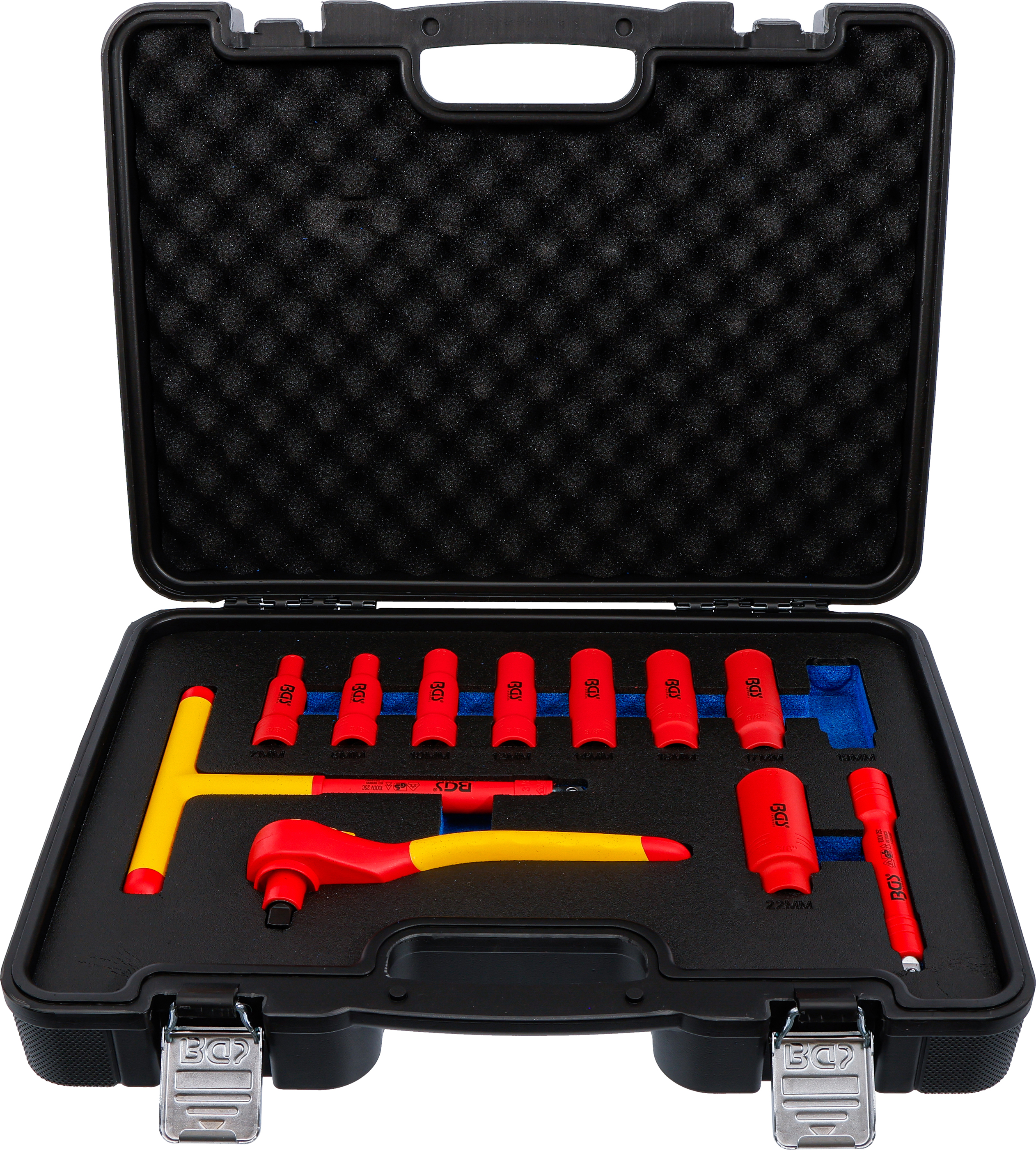 VDE-Steckschlüssel-Satz | Antrieb Innenvierkant 10 mm (3/8") | SW 7 - 22 mm | 12-tlg.