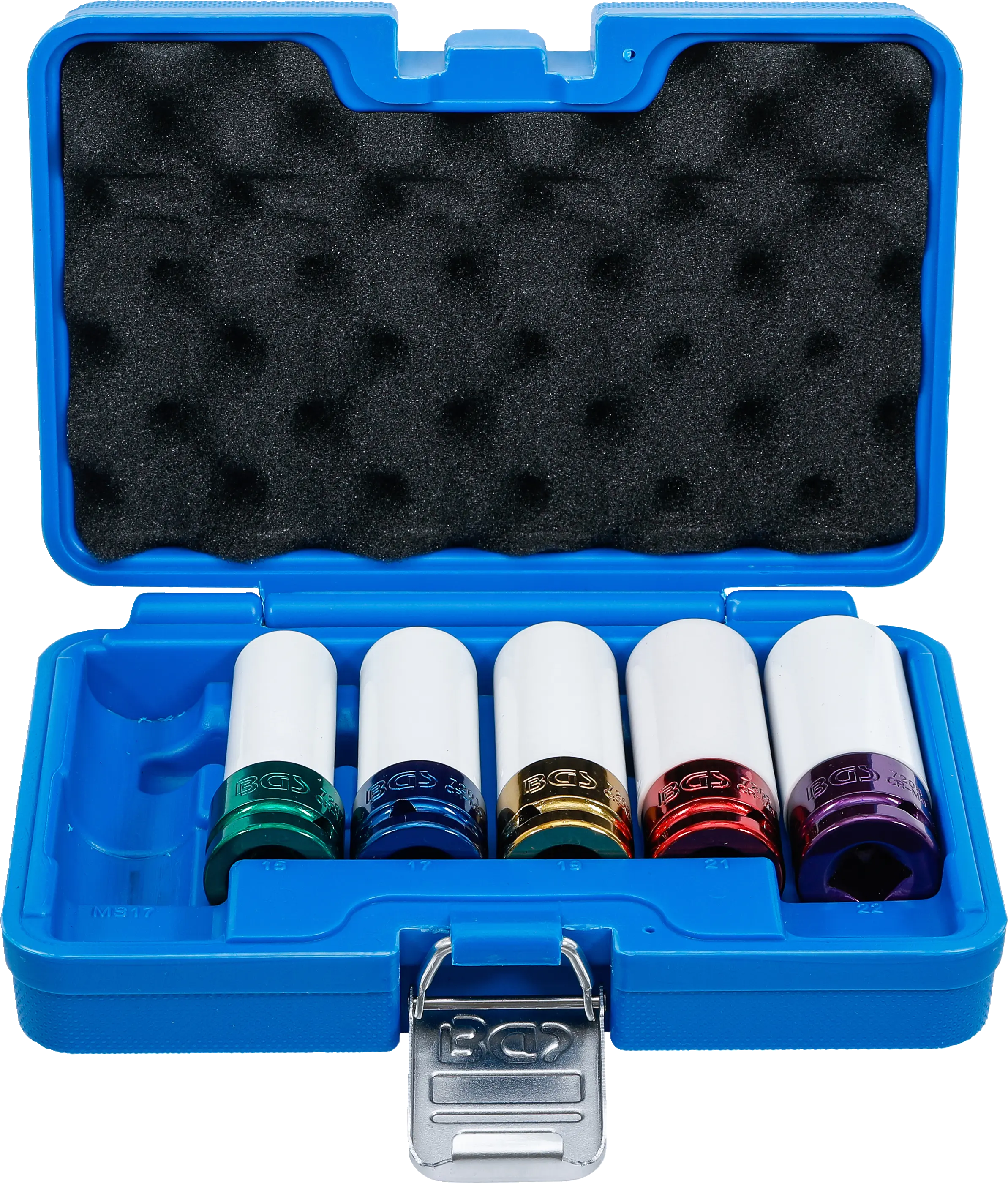 Jeu de douilles de puissance avec protection | 12,5 mm (1/2) | 15 / 17 / 19 / 21 / 22 mm / MS17 | 6 pièces