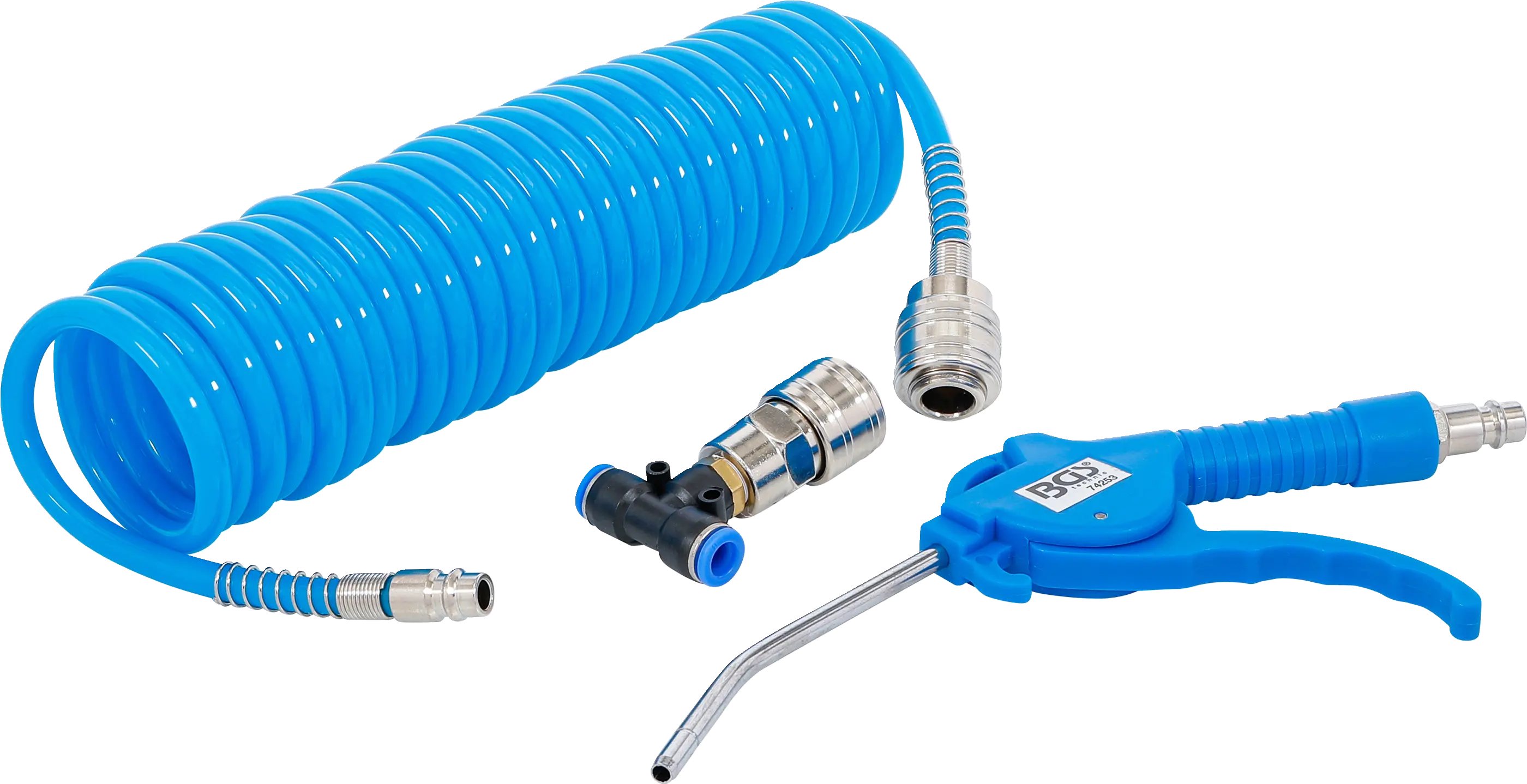 Soufflette d’air comprimé | avec tuyau pneumatique en spirale et connecteur en T