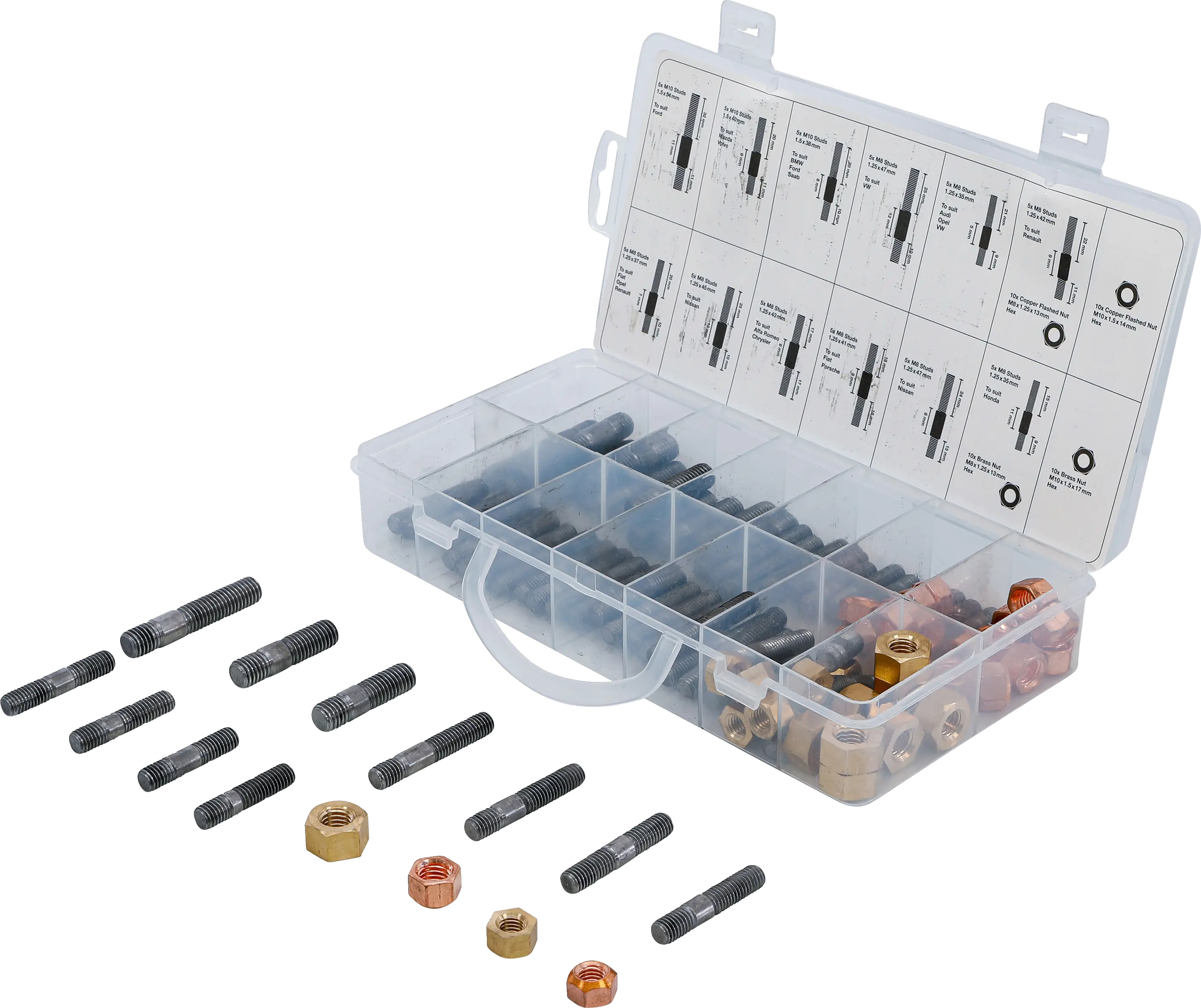 Assortiment d’écrous et de goujons pour collecteurs d’admission/d’échappement | 100 pièces