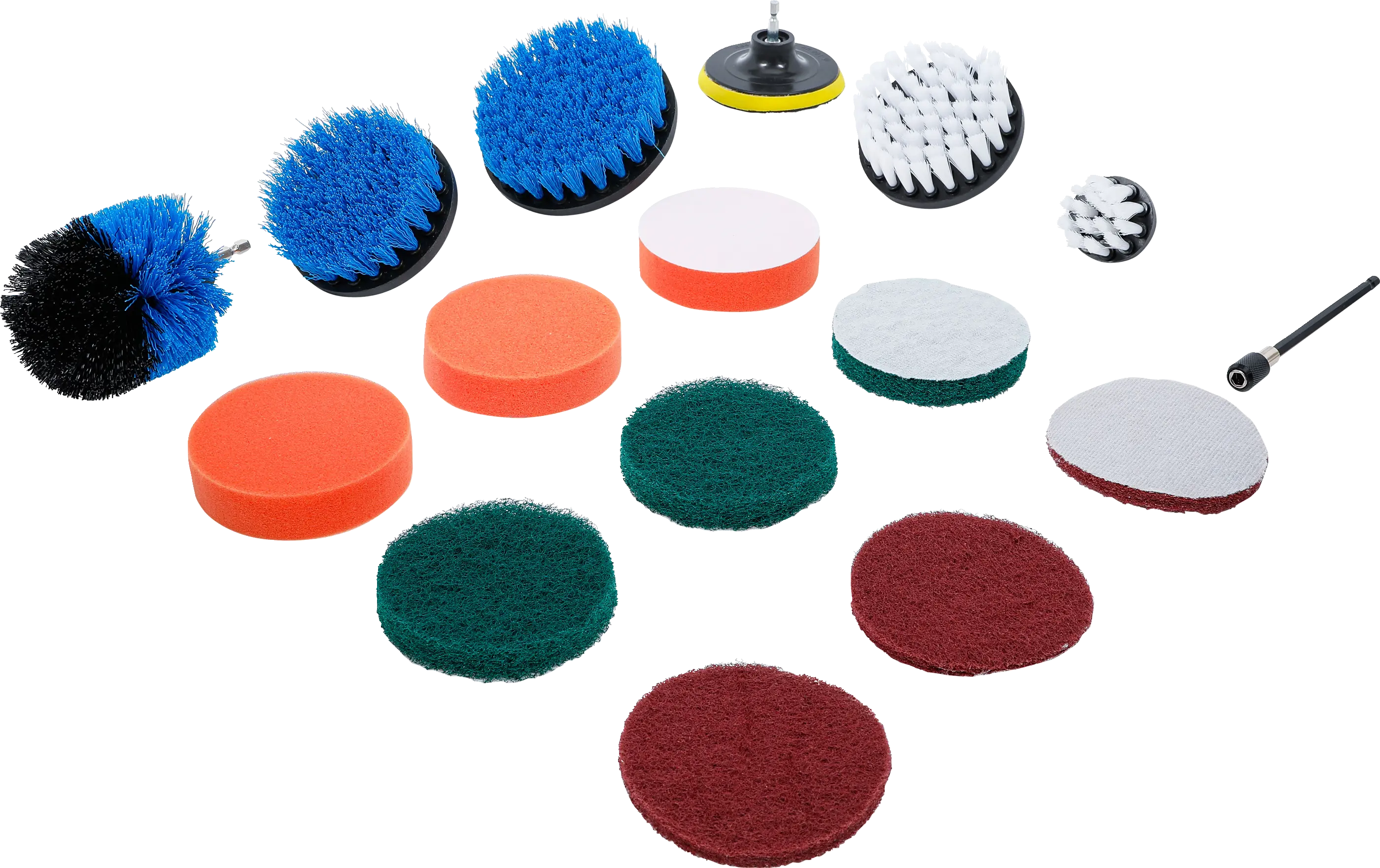 Jeu de disques de polissage et ponçage et d’embouts à brosse | pour perceuses | 16 pcs.