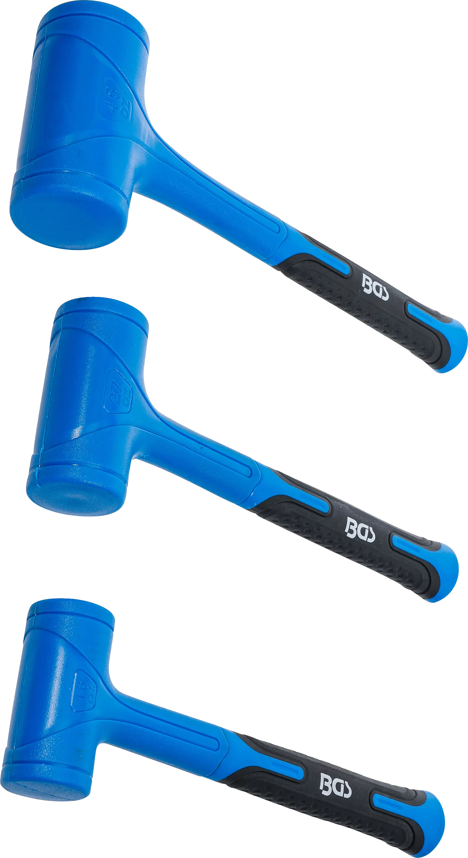 Jeu de maillets de débosselage | anti rebonds | Ø 47 / 55 / 65 mm | 450 / 765 / 1275 g | 3 pièces