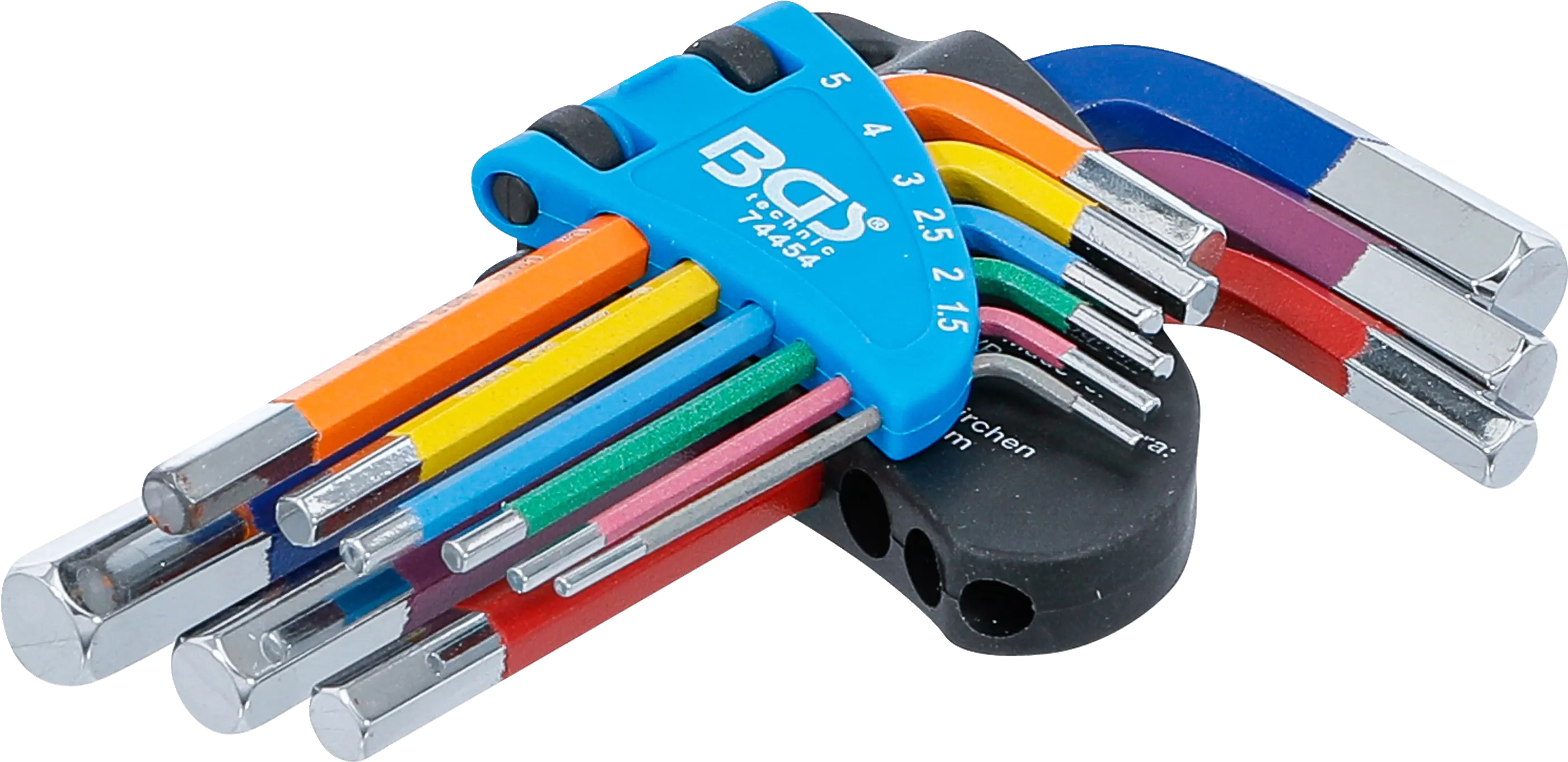 Jeu de clés allen | multicolore | courtes | six pans femelle 1,5 - 10 mm | 9 pièces