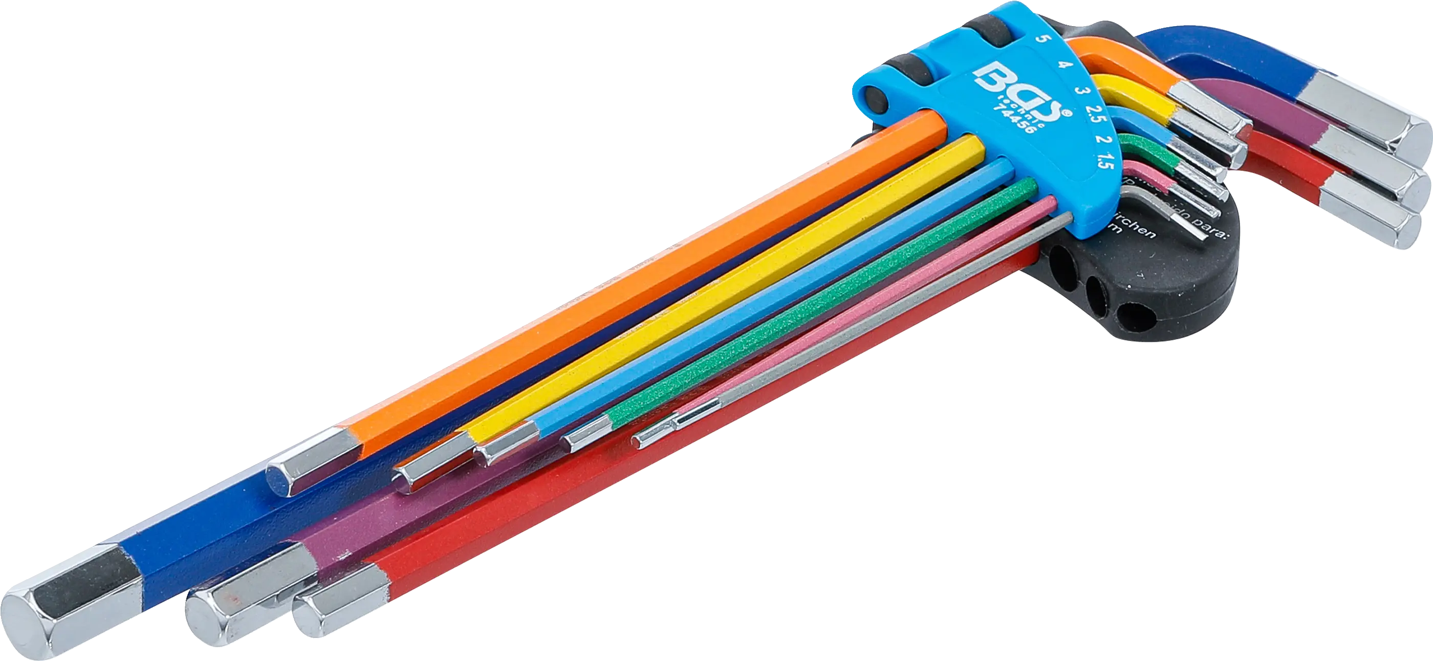 Jeu de clés allen | multicolore | extra longues | six pans femelle 1,5 - 10 mm | 9 pièces