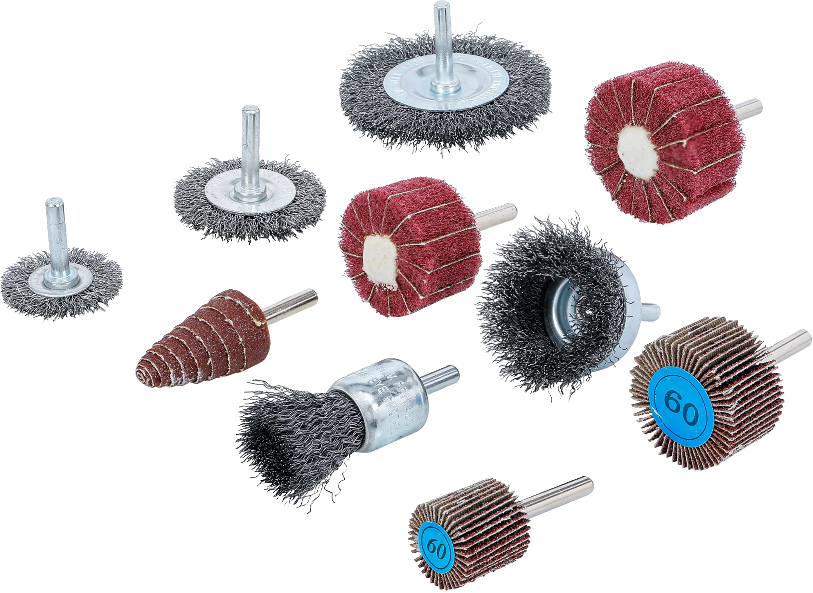 Jeu de disques à brosses et à lamelles de ponçage | 10 pcs.