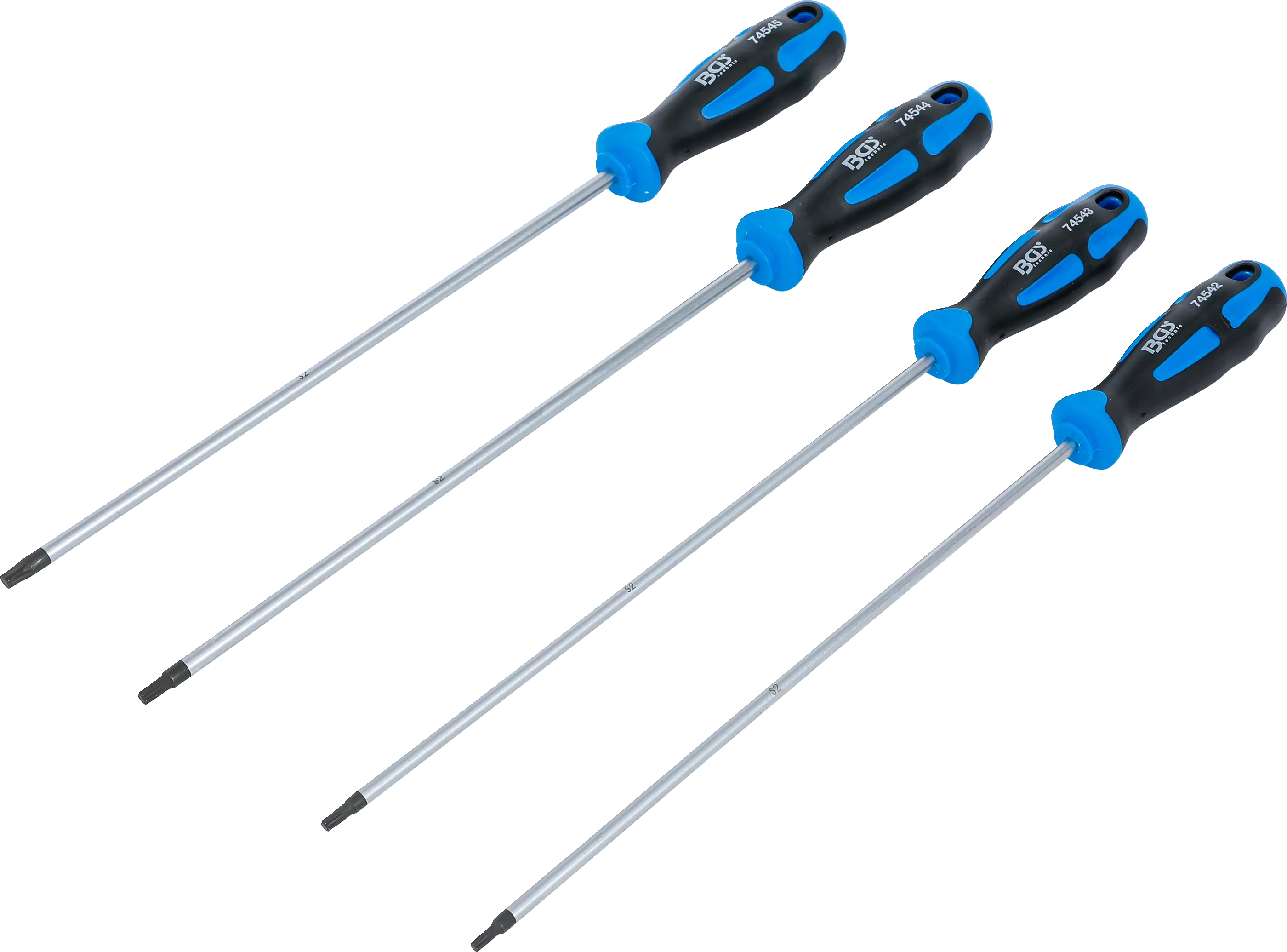 Jeu de tournevis | extra longues | Profil T (pour Torx) T15 - T30 | 4 pièces