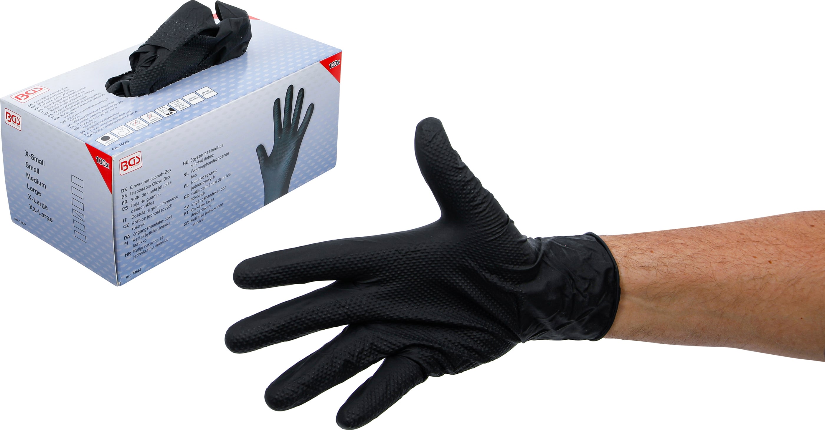 Einweghandschuh-Box | Nitril | mit extra Griffigkeit | Gr. L | 100 St.