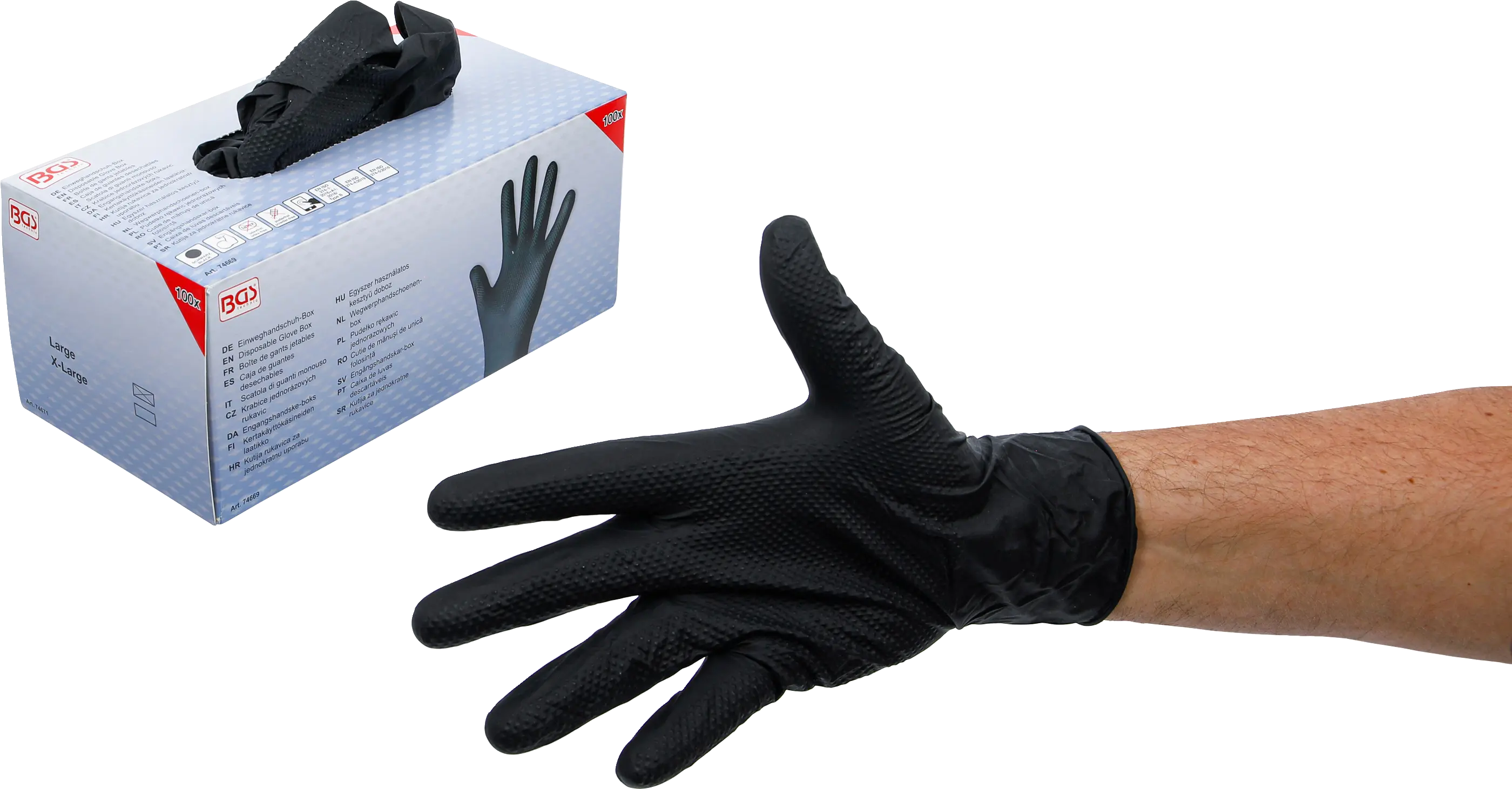 Boîte de gants jetables | nitrile | avec adhérence supplémentaire | taille L | 100 pcs.