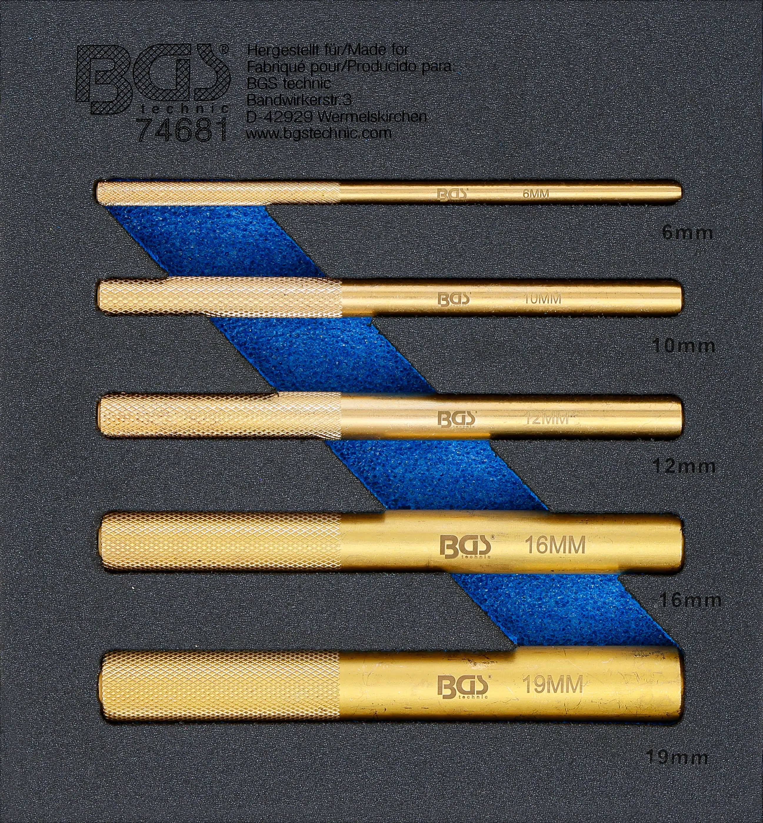 Insert de servante d’atelier 1/6 : Jeu de poinçons en laiton | 6 - 19 mm | 5 pcs.