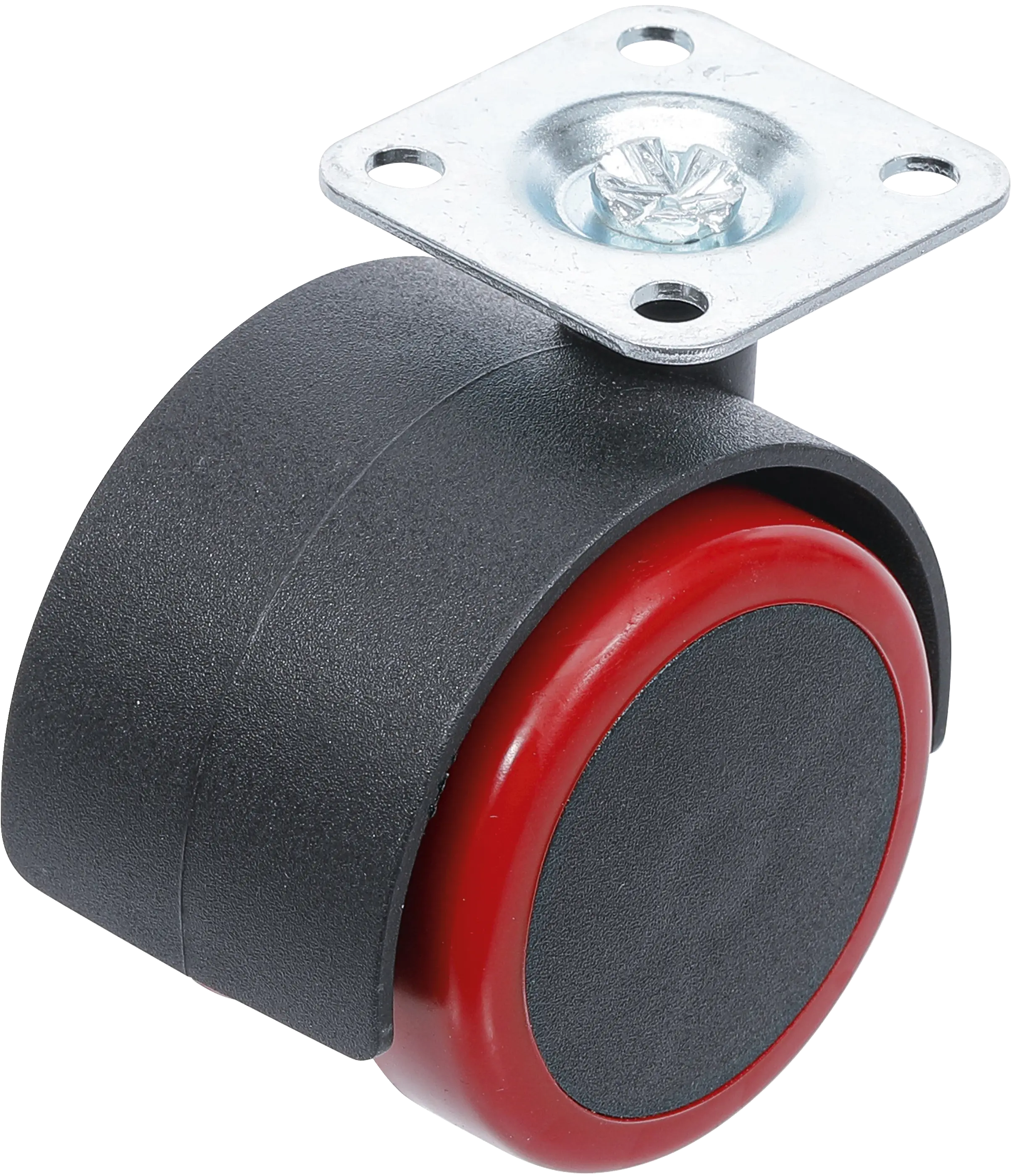 Roue double / pivotante | rouge/noire | 50 mm