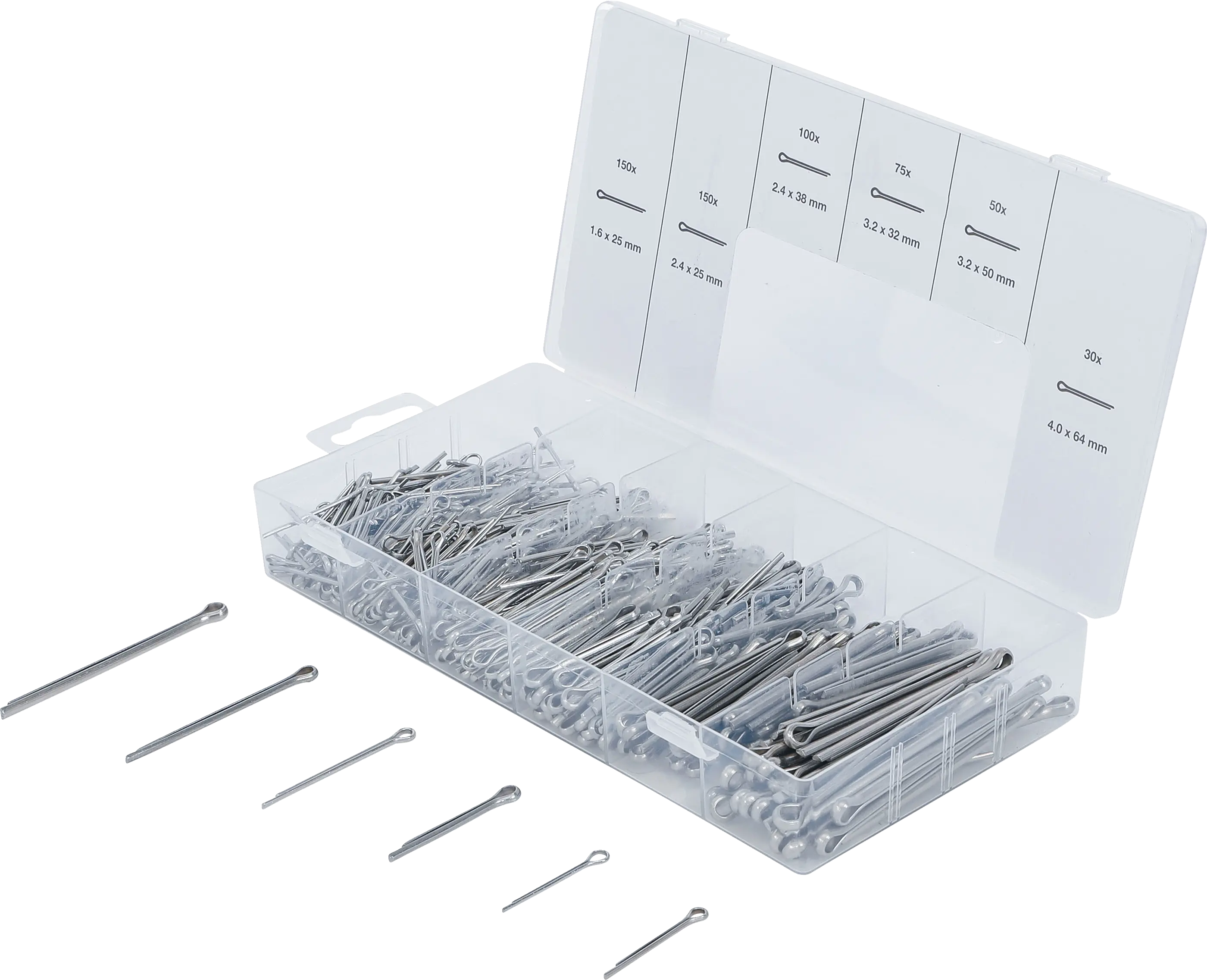 Assortiment de goupilles | acier inoxydable | Ø 1,6 - 4,0 mm | 555 pièces
