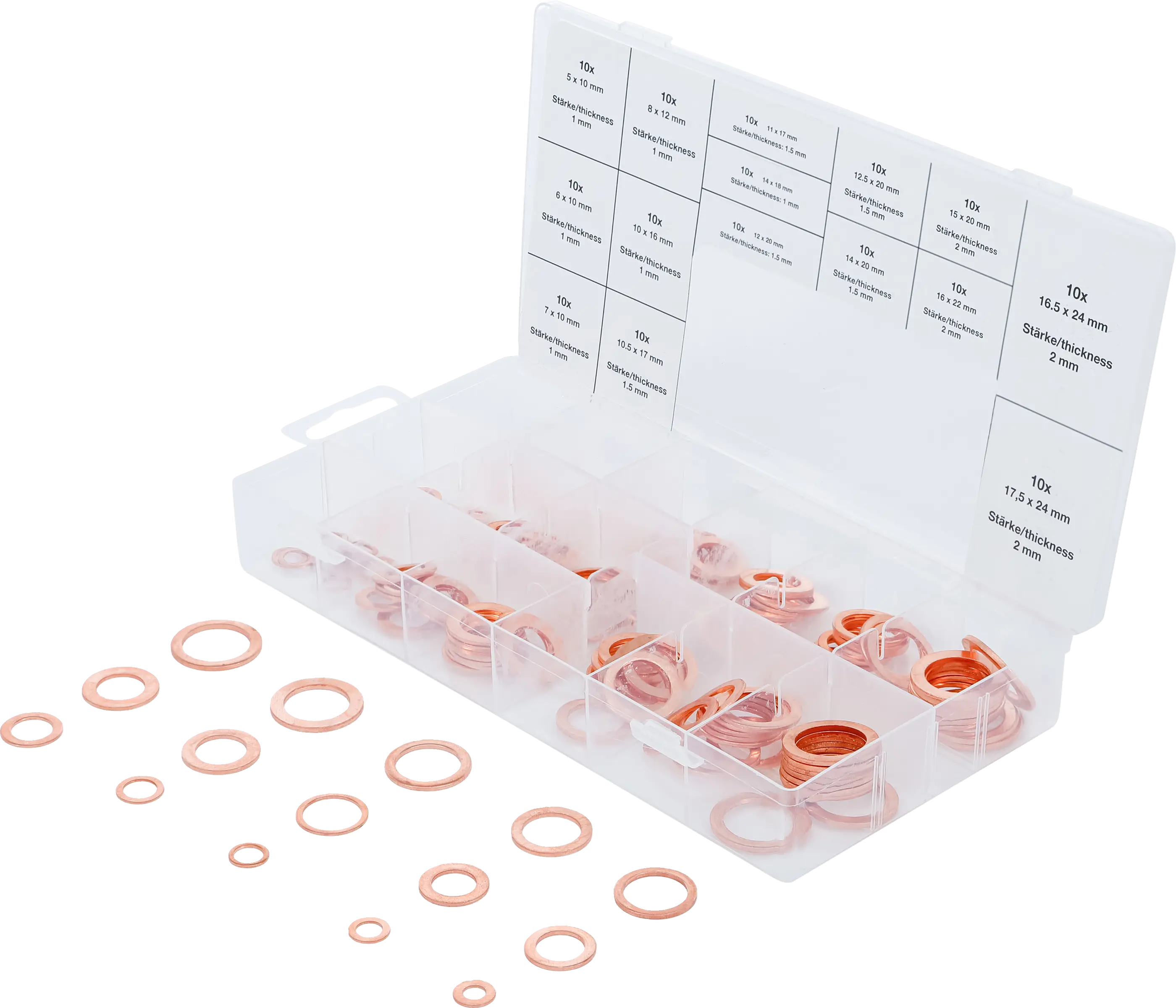Assortiment de joints d’étanchéité | cuivre | 150 pièces