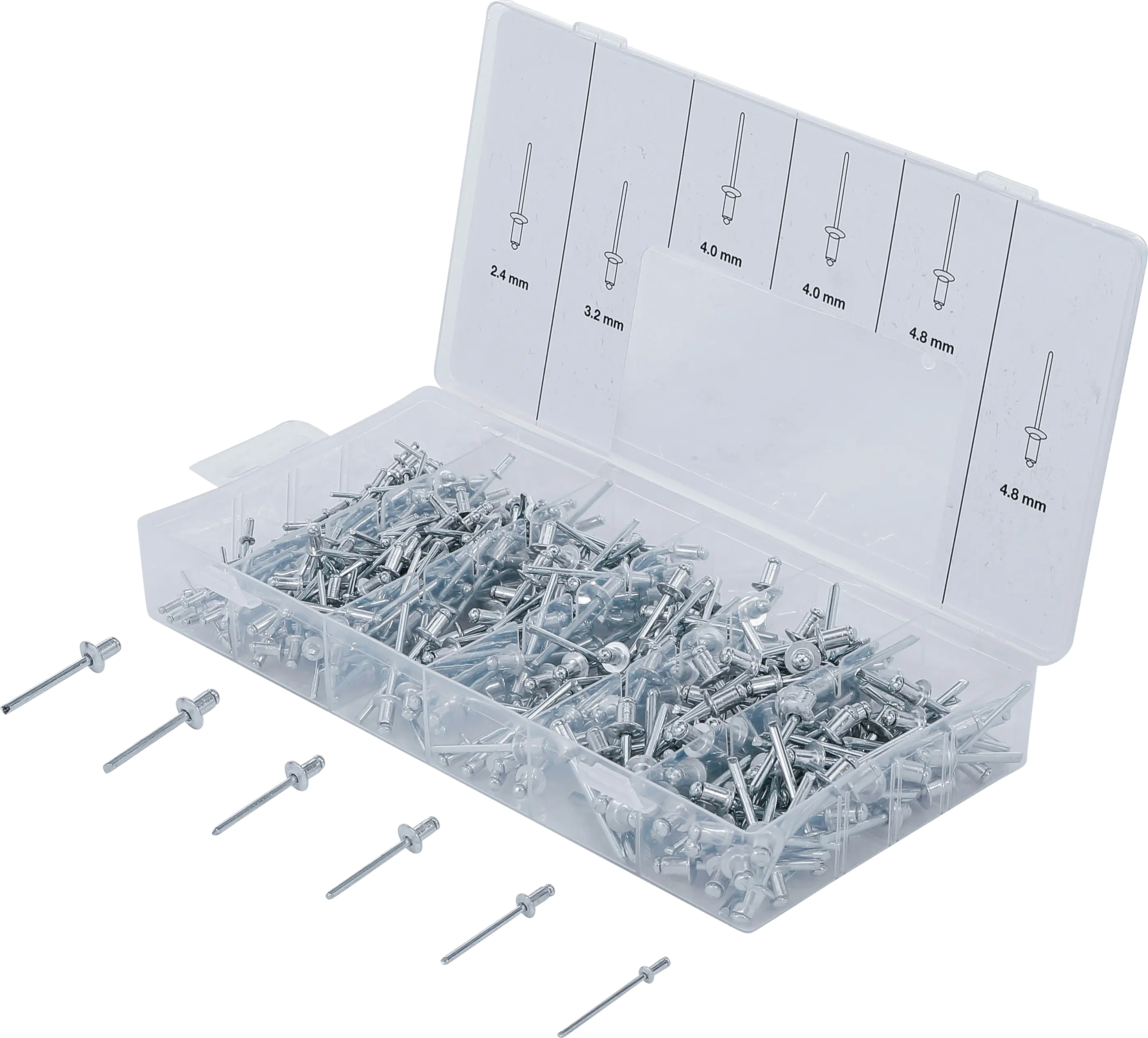 Assortiment de rivets pop | aluminium | 2,4 - 4,8 mm | 400 pièces