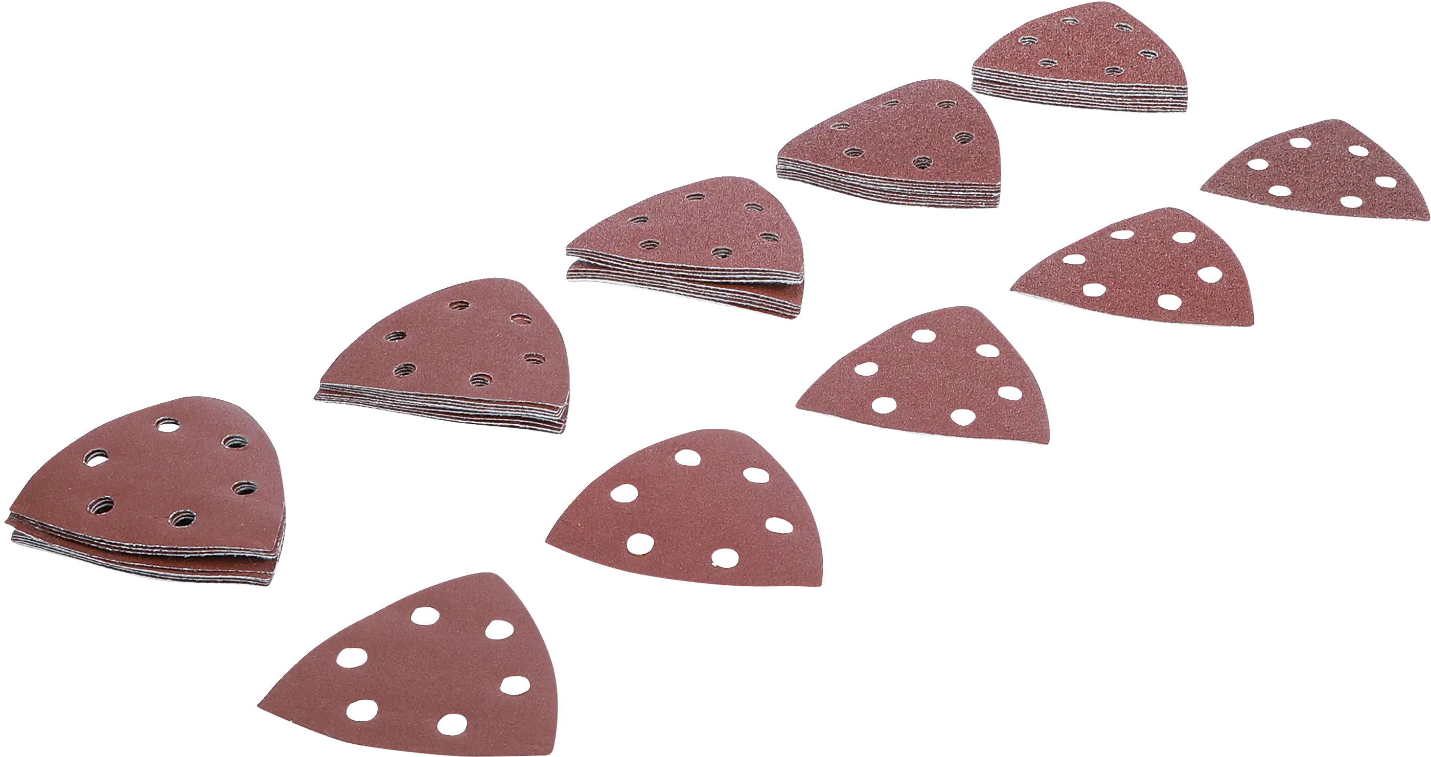 Jeu de feuilles abrasives pour ponceuse triangulaire | 95 x 95 mm | Cal. 40 - 180 | 50 pièces