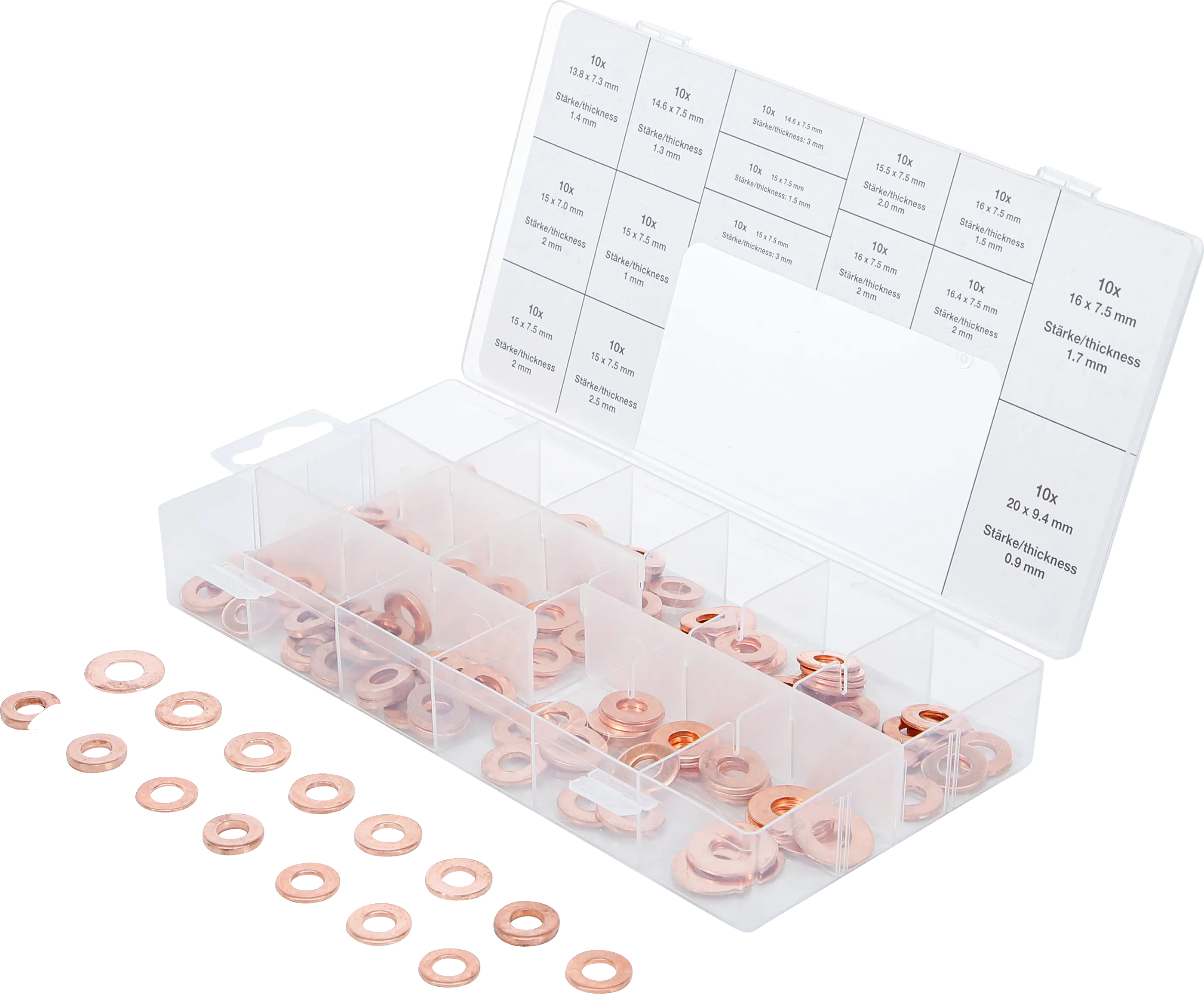 Assortiment de joints en cuivre pour injecteur | 150 pièces