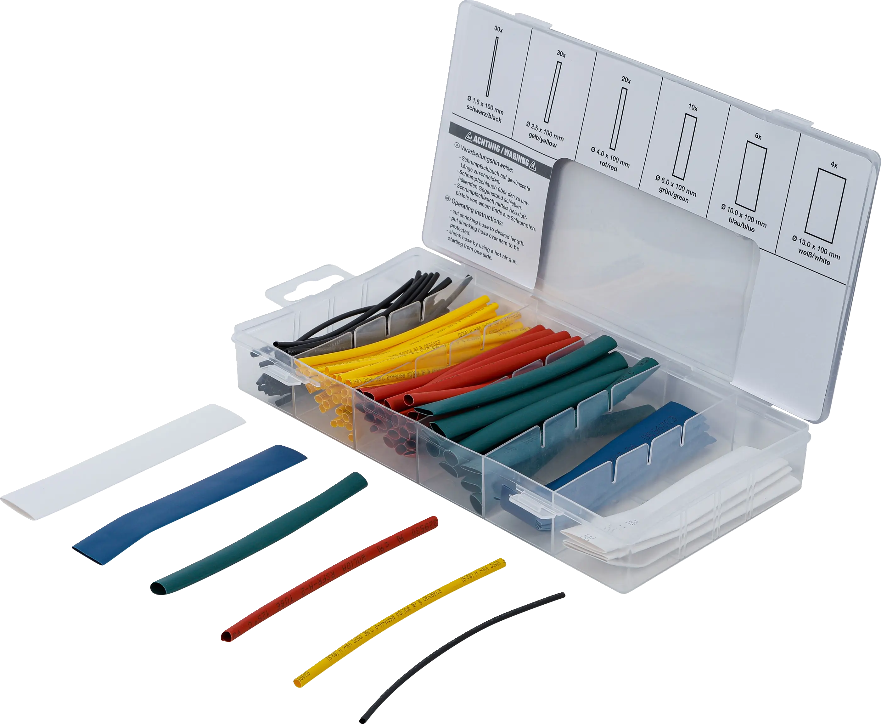 Assortiment de gaines thermo-rétractables | couleurs | 100 pièces