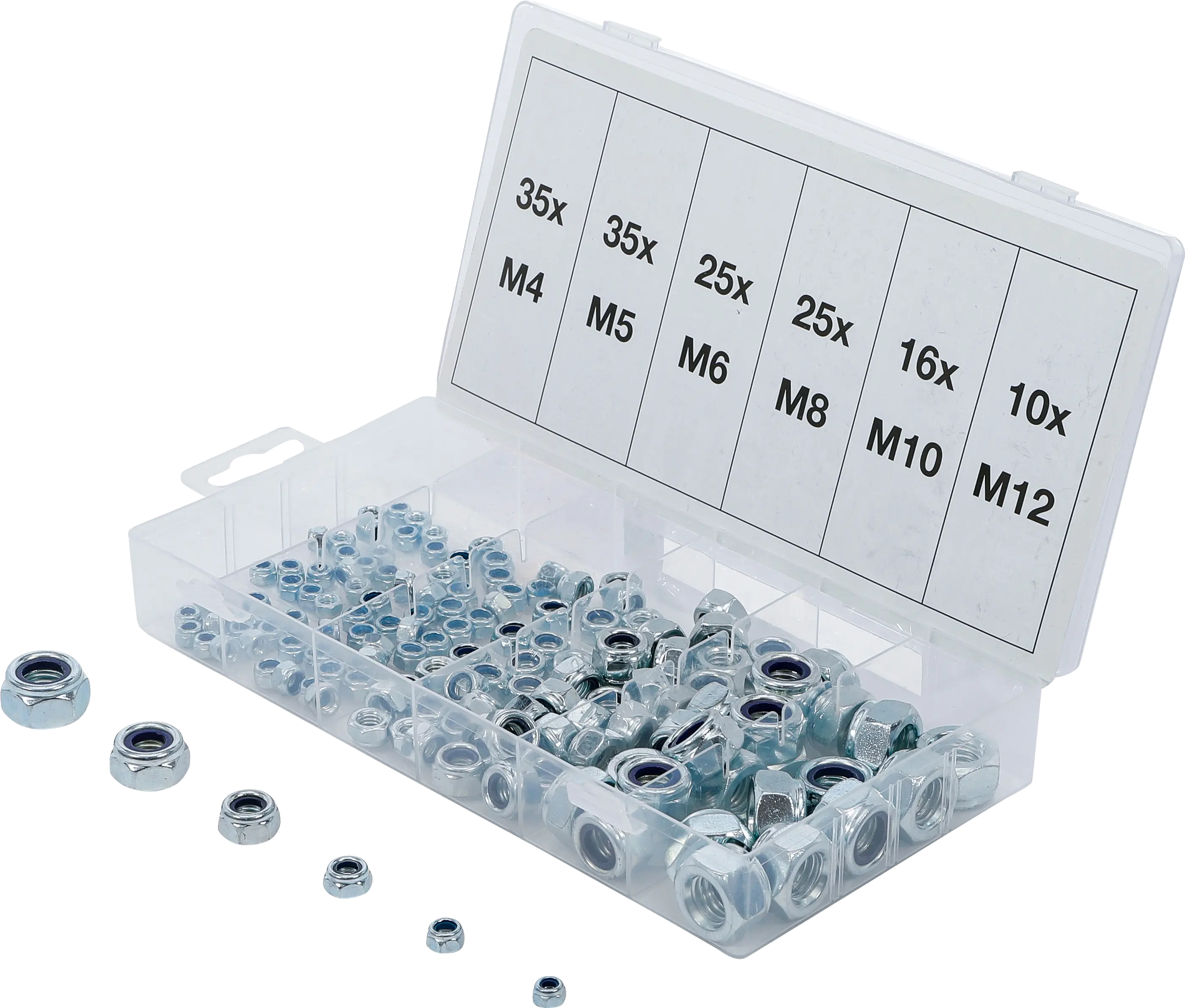 Assortiment d’écrous six pans | nilstop | 146 pièces