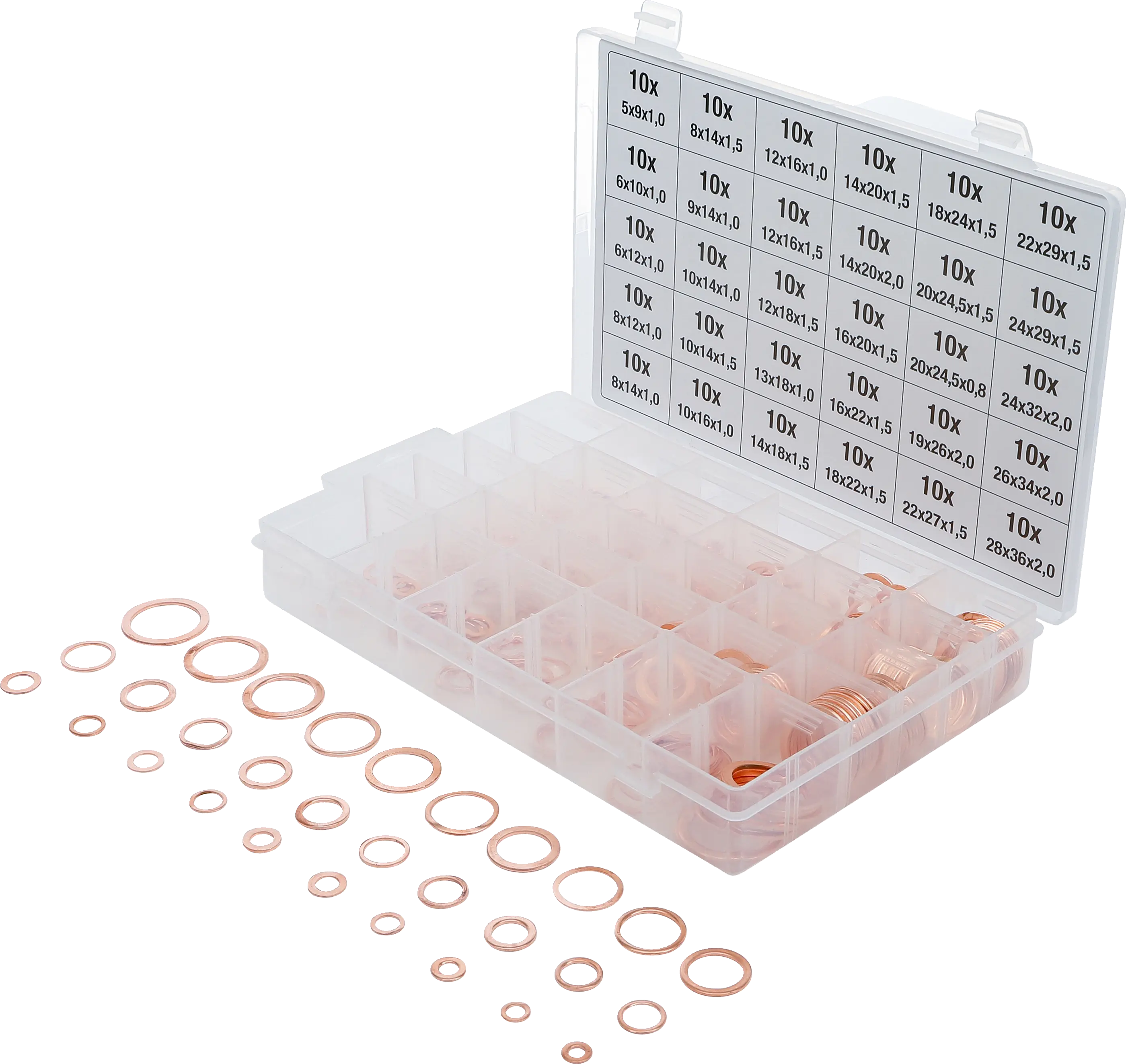 Assortiment de joints d’étanchéité | cuivre | 300 pièces