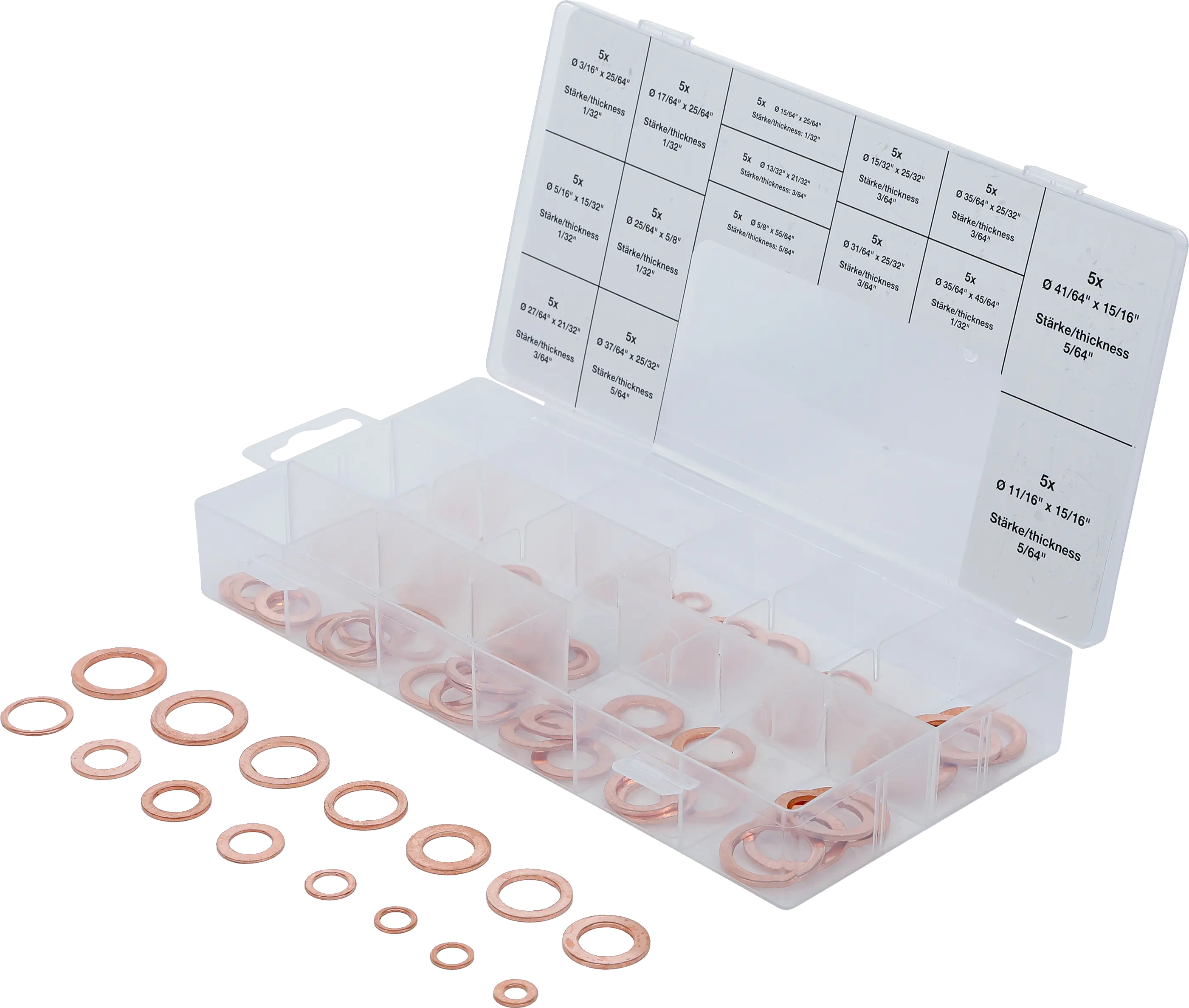 Assortiment de joints d’étanchéité | cuivre | en pouces | pour bouchons de vidange | 75 pièces
