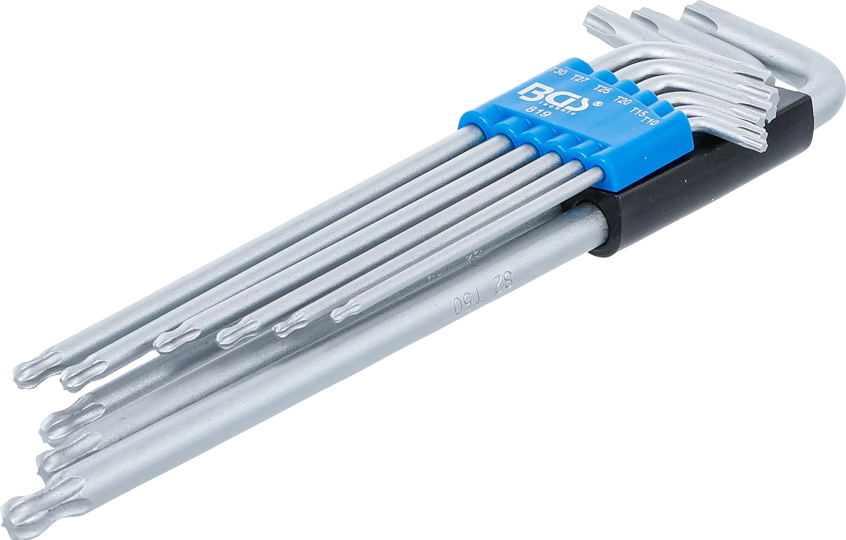 Jeu de clés allen | extra long | Profil T (pour Torx) avec tête sphérique T10 - T50 | 9 pièces