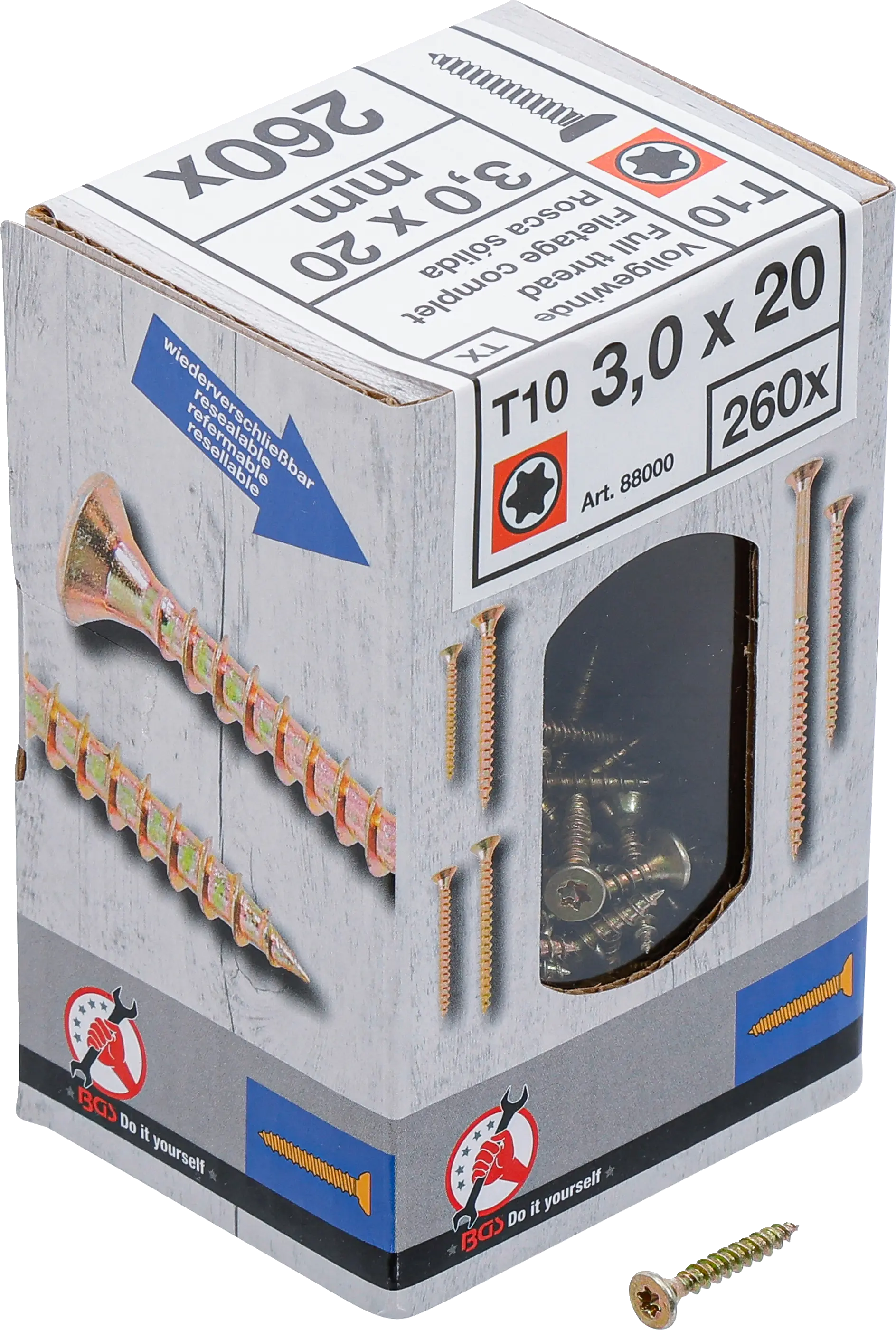 Vis multifonctions | profil en T (pour Torx) T10 | 3,0 x 20 mm | 260 pièces