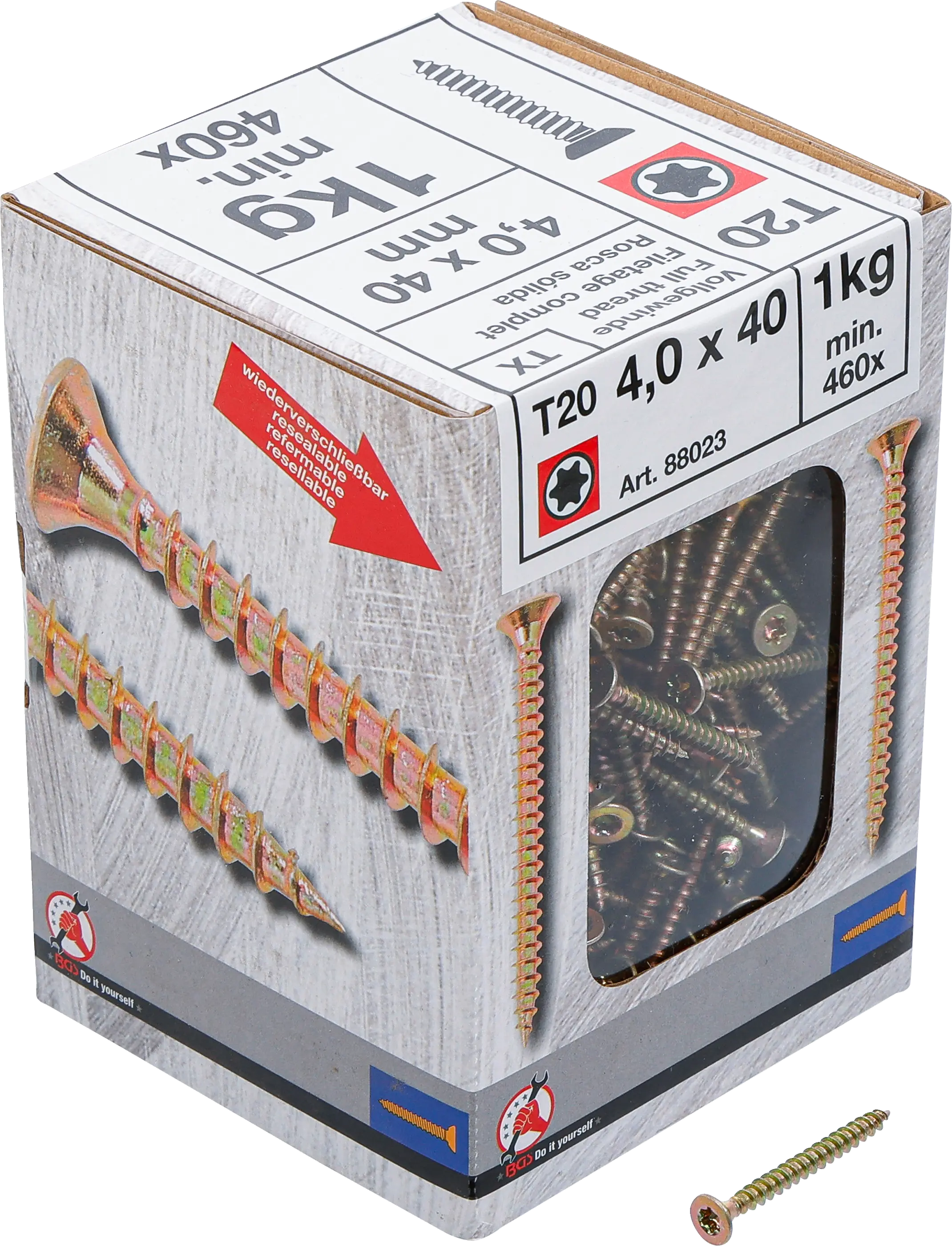 Vis multifonctions | profil en T (pour Torx) T20 | 4,0 x 40 mm | 1 kg / 460 pièces