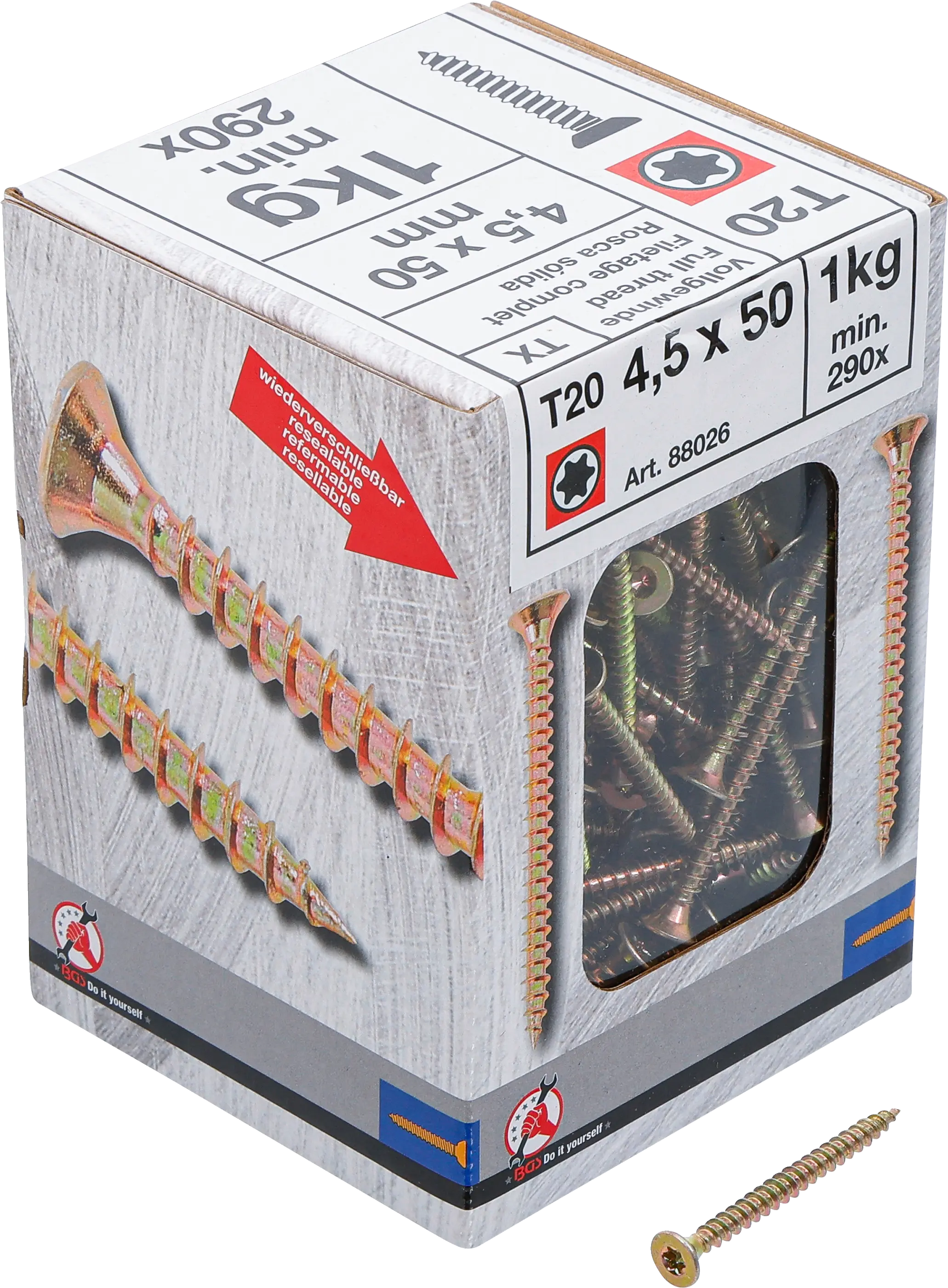 Vis multifonctions | profil en T (pour Torx) T20 | 4,5 x 50 mm | 1 kg / 290 pièces