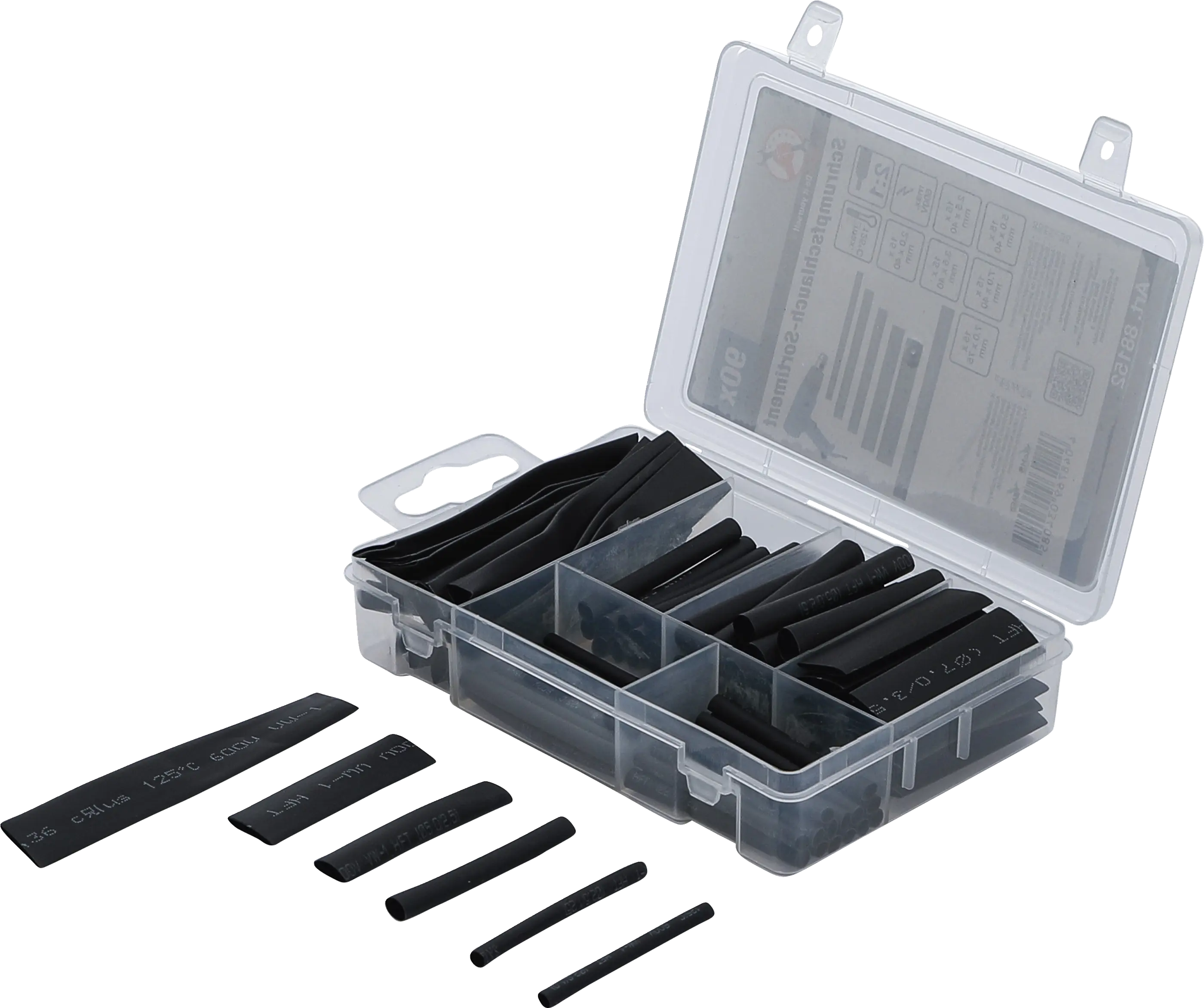 Assortiment de gaines thermorétractables | noir | 90 pièces