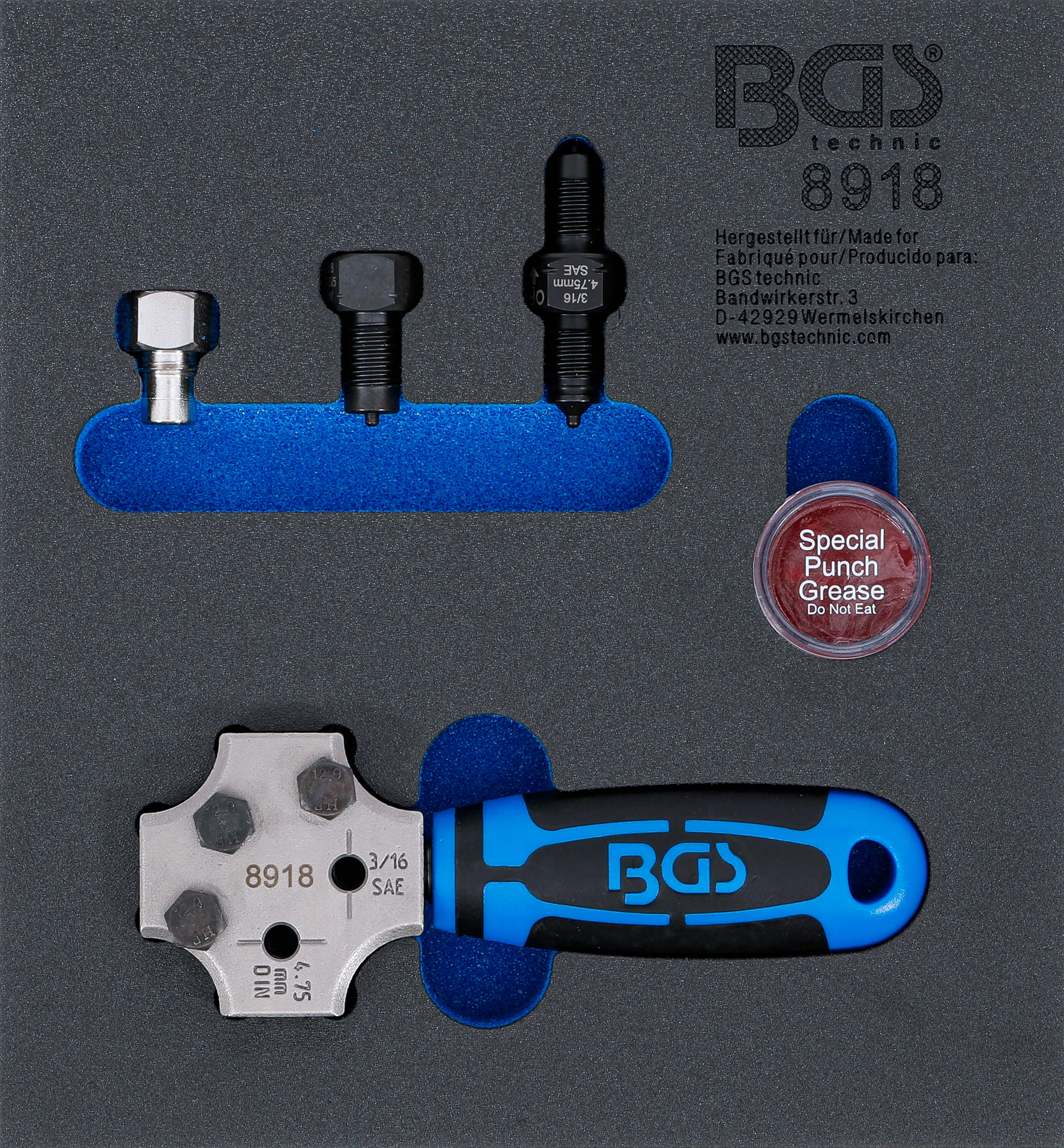 Insert de servante d'atelier 1/6 : Presse à collets | SAE et DIN 4,75 mm (3/16")