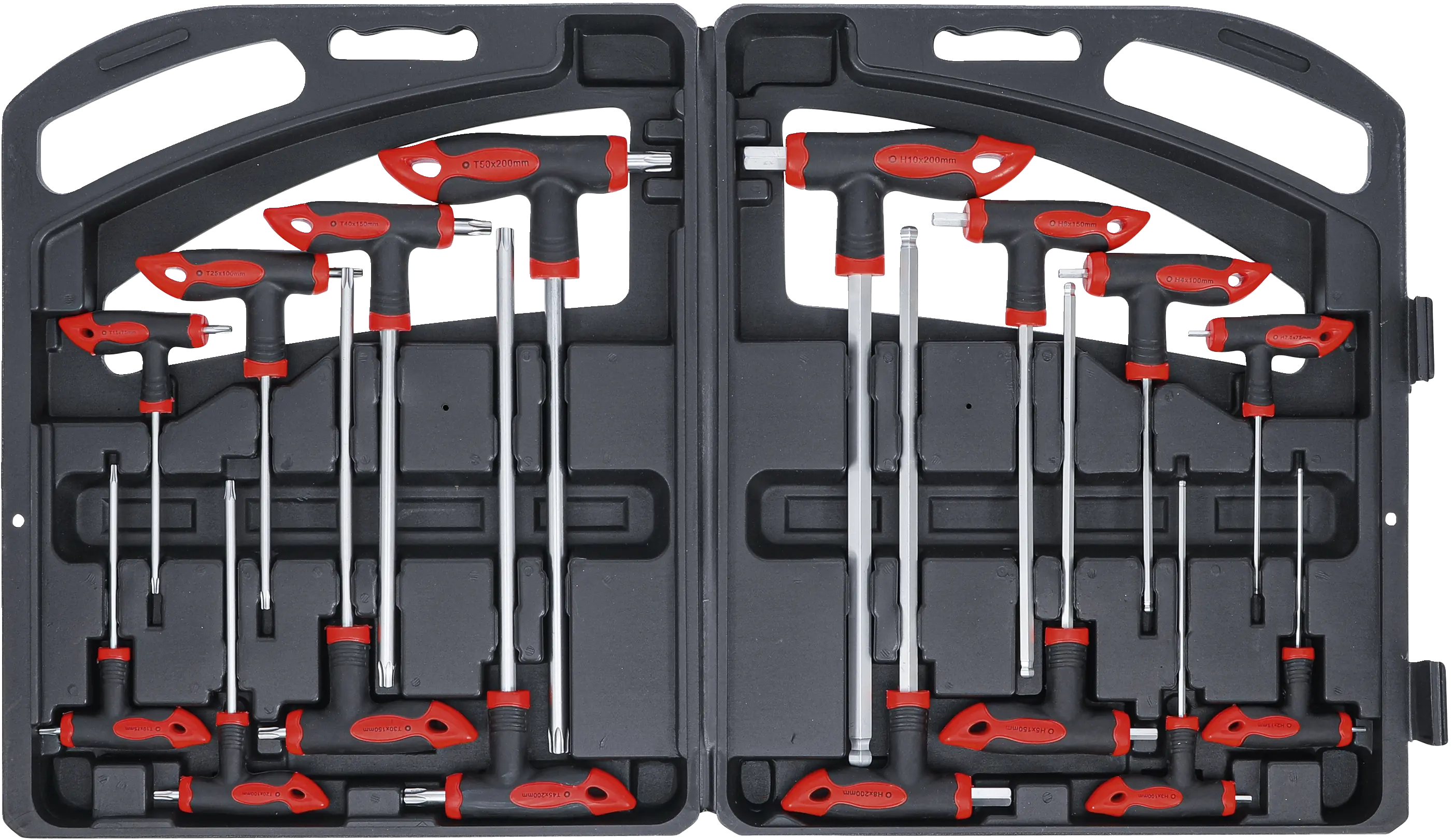 Clés poignée T | six pans intérieurs / profil en T (pour Torx) | 16 pièces