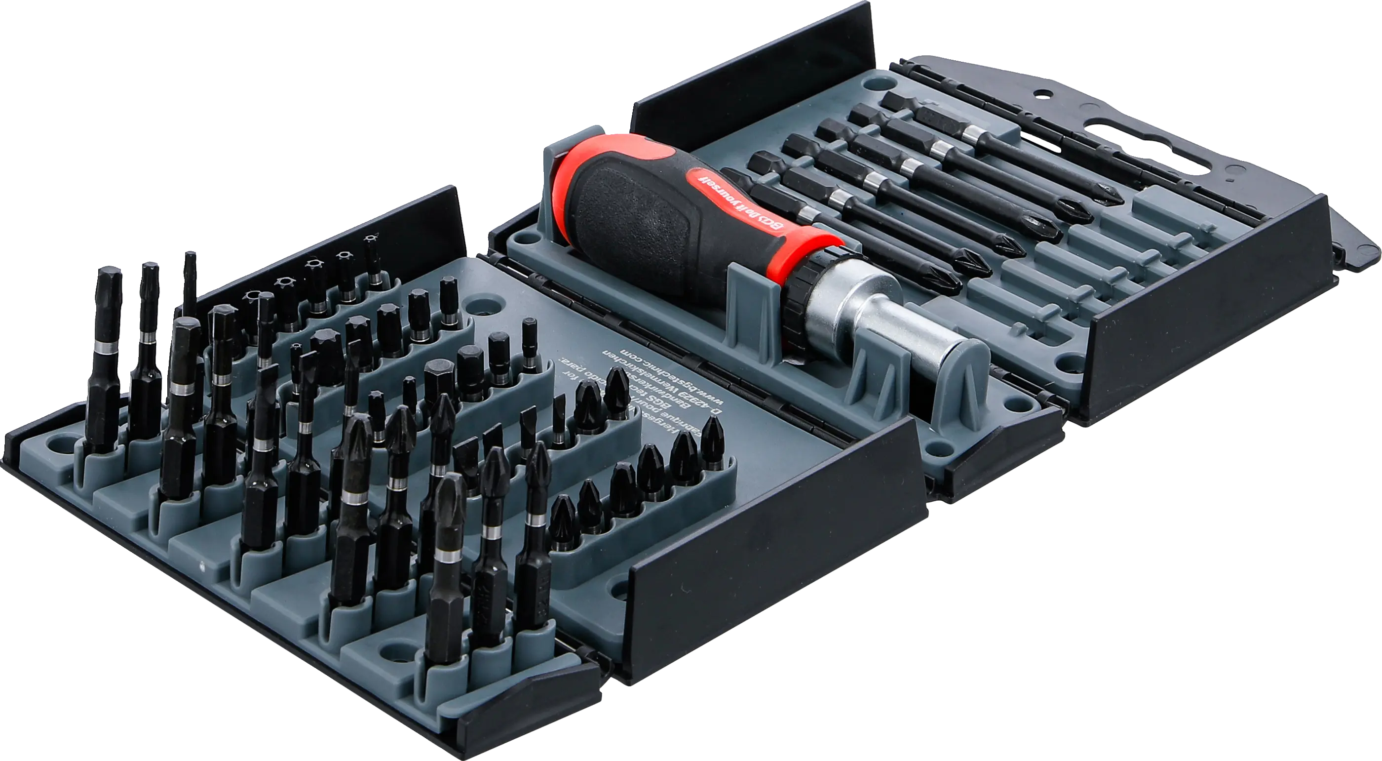 Jeu d'embouts de torsion | avec poignée rotative à cliquet pour embouts réversibles | 52 pcs.
