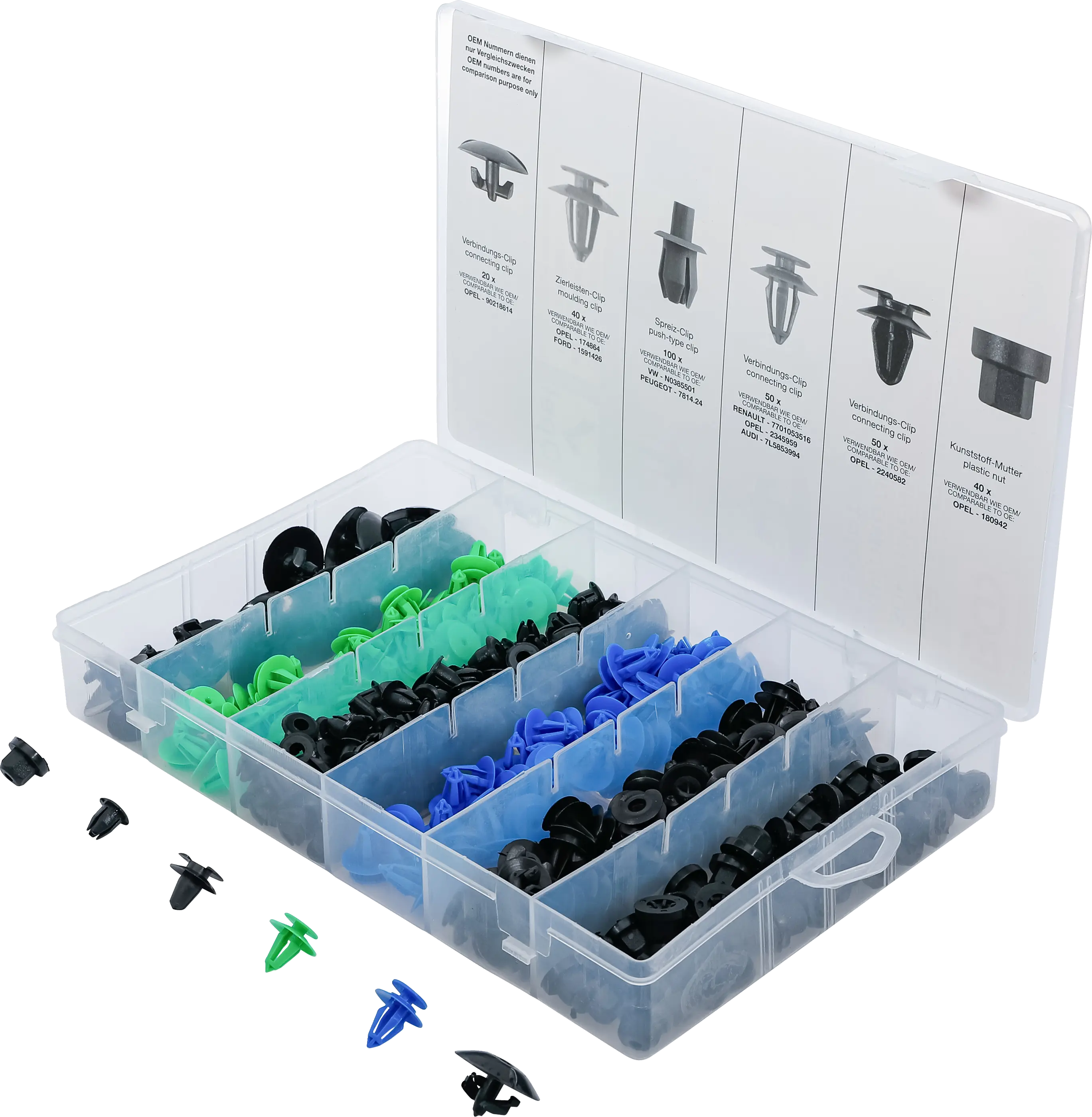 Assortiment de clips de fixation automobiles pour Opel | 300 pièces