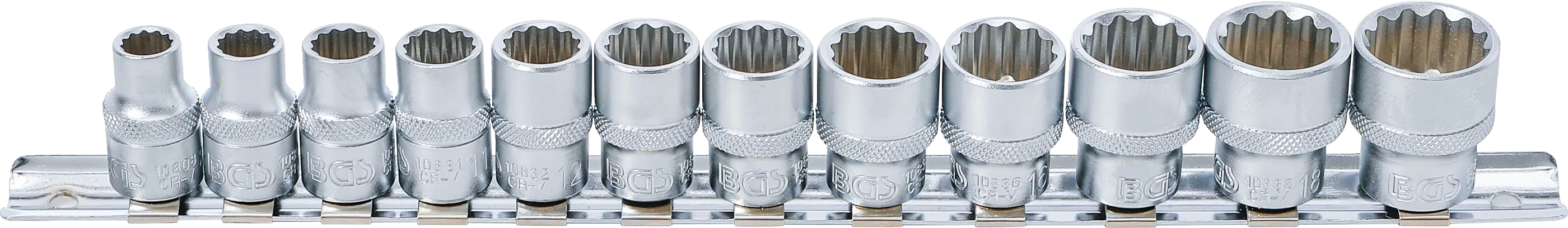 Jeu de Douilles, douze pans | 10 mm (3/8") | 8 - 19 mm | 12 pièces