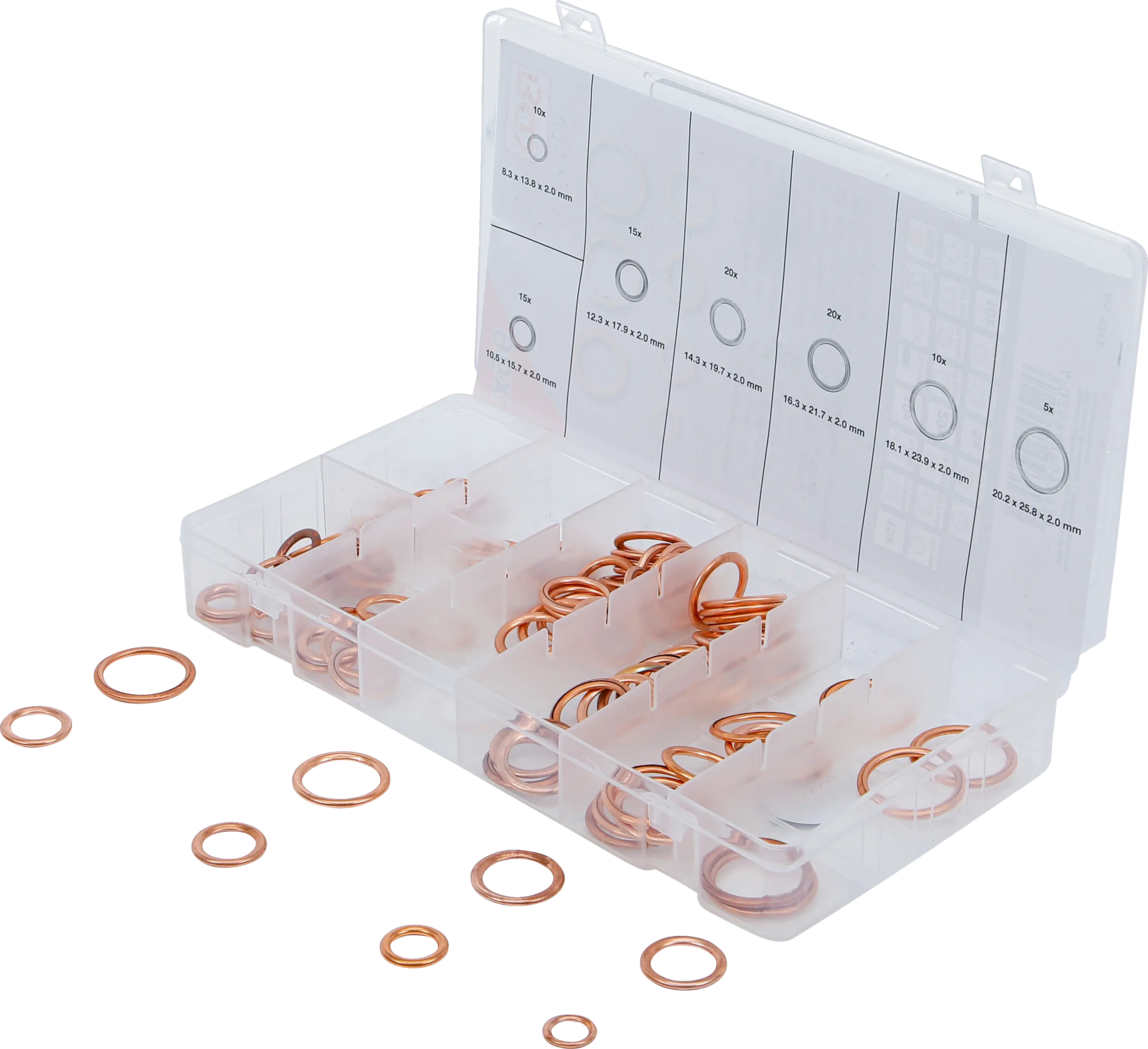 Assortiment de joints toriques | cuivre | Ø 6 - 20 mm | 95 pièces