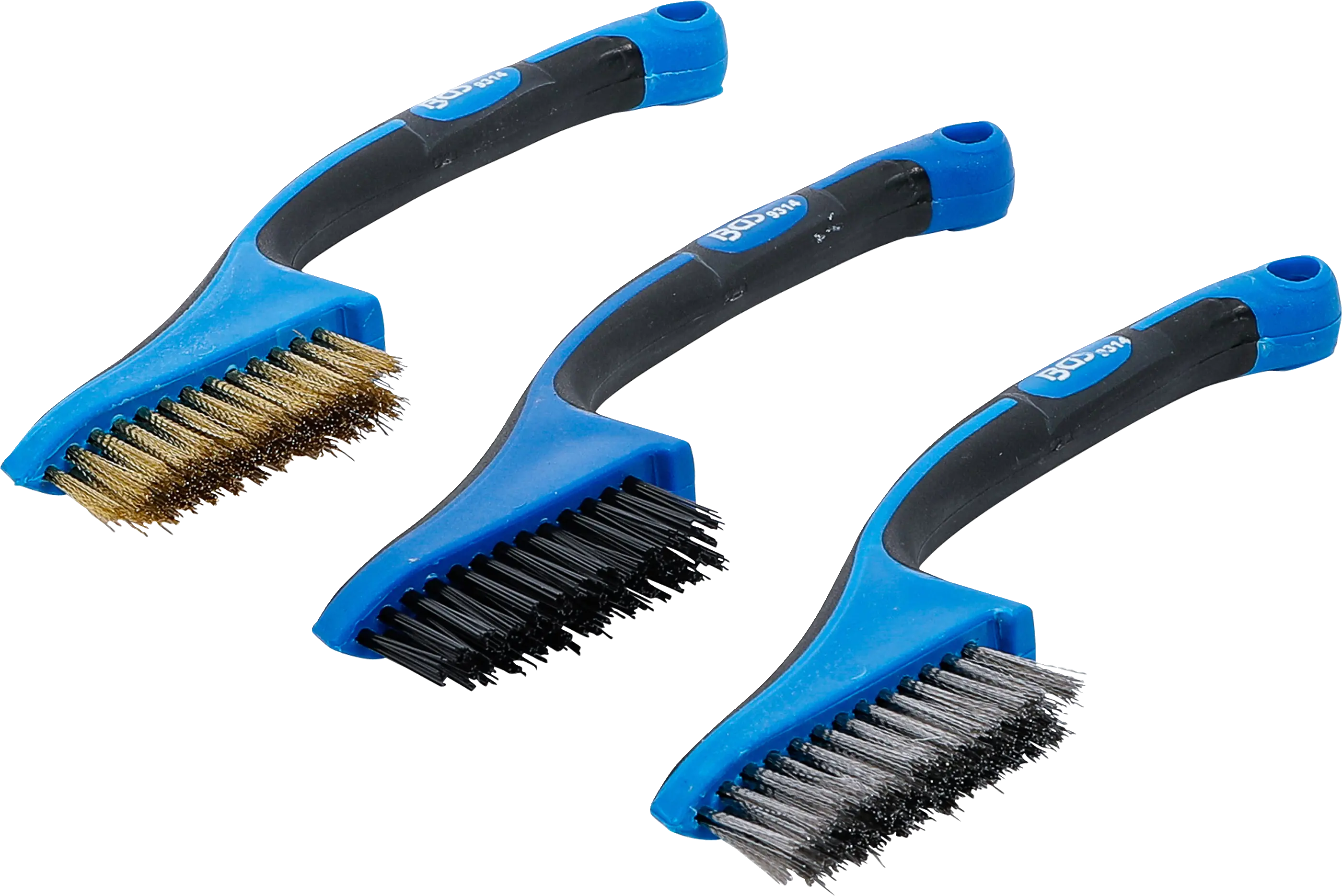 Assortiment de brosses | nylon, laiton, acier inoxydable | 165 mm | 3 piéces