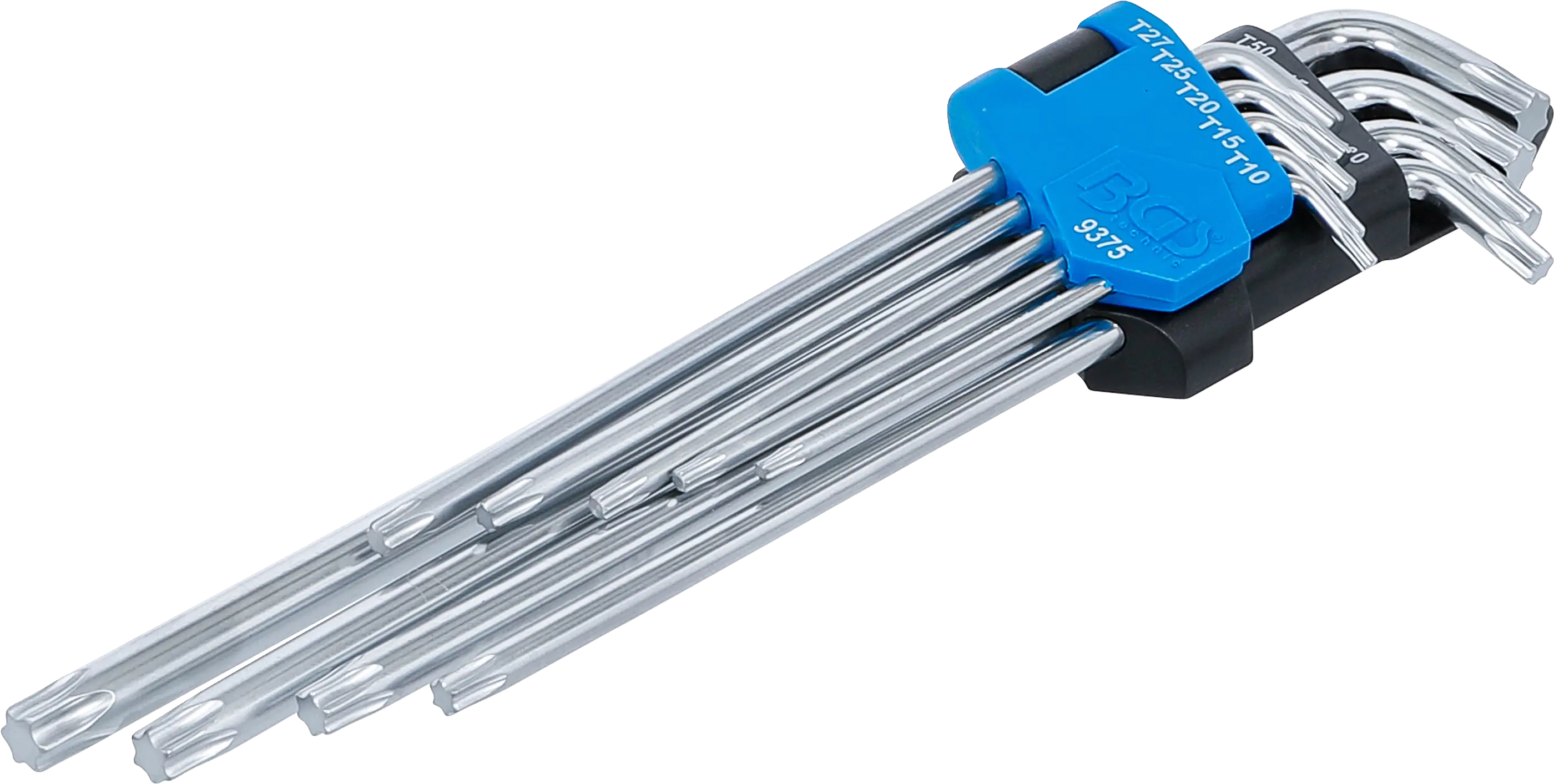 Jeu de clés allen | extra longues + extra courtes | Profil T (pour Torx) T10 - T50 | 9 pièces