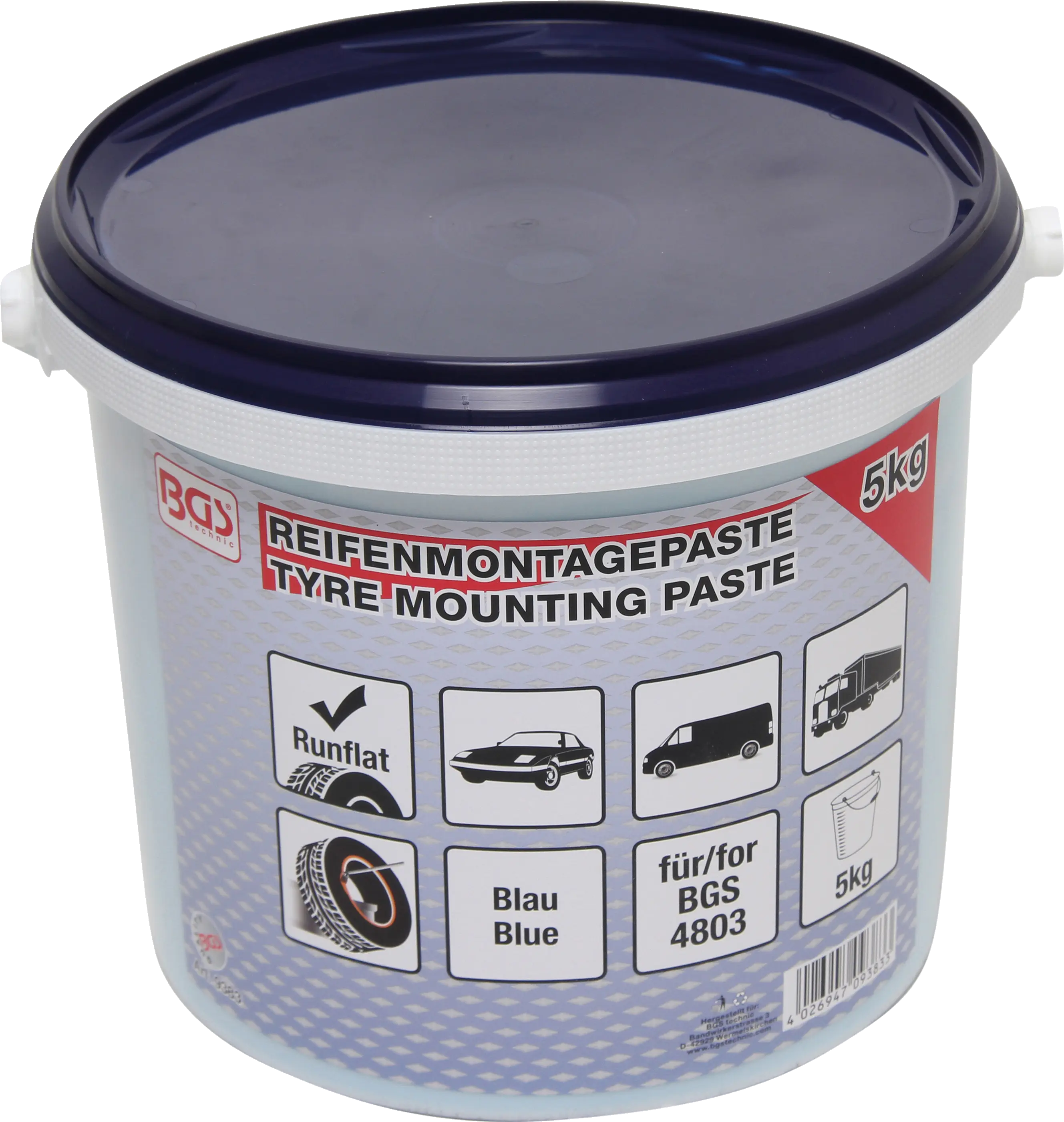 Graisse crême de montage de pneus, pour pneus run-flat | bleue | 5 kg