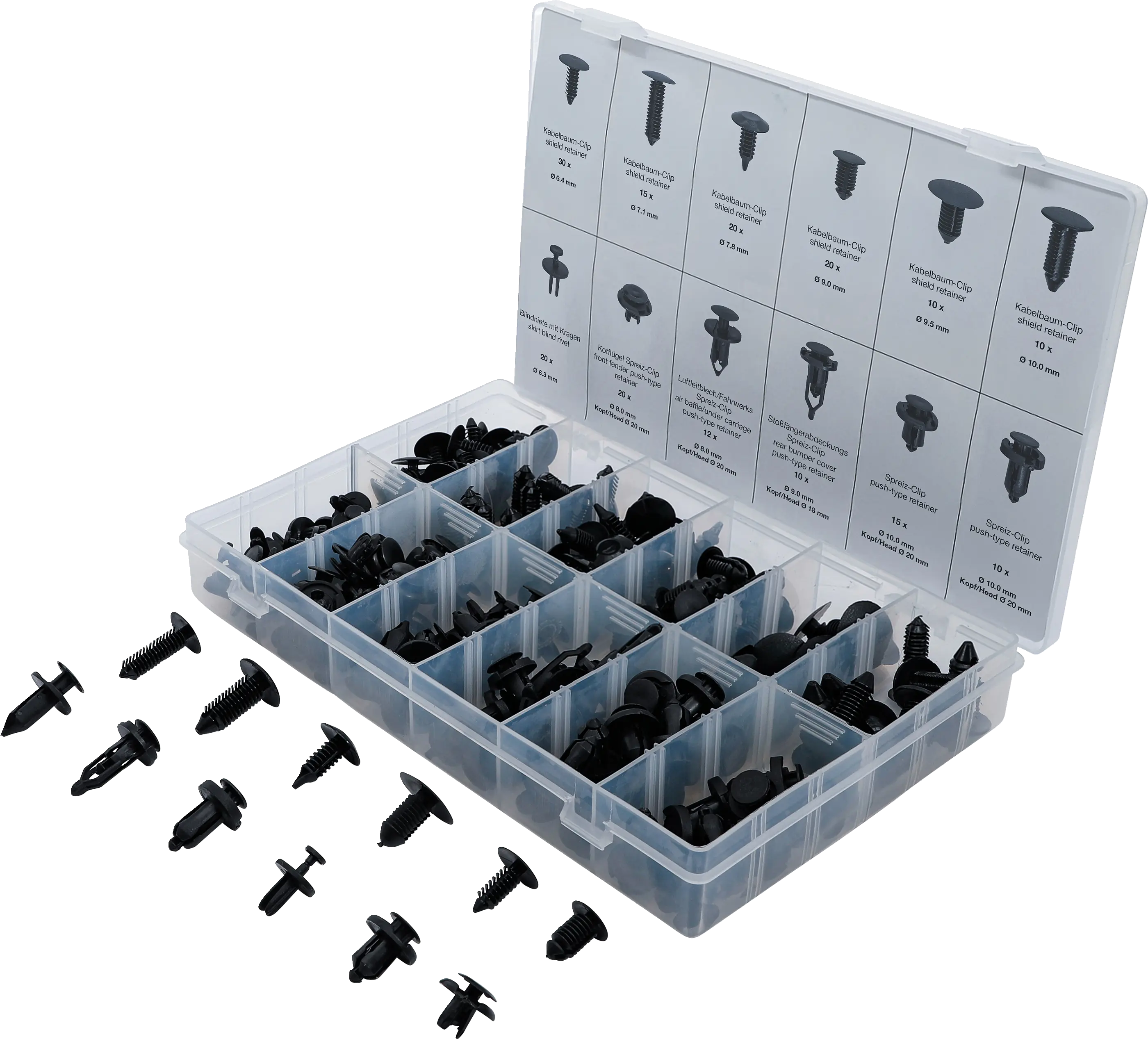 Assortiment de clips sapin plastiques | universels | 192 pièces